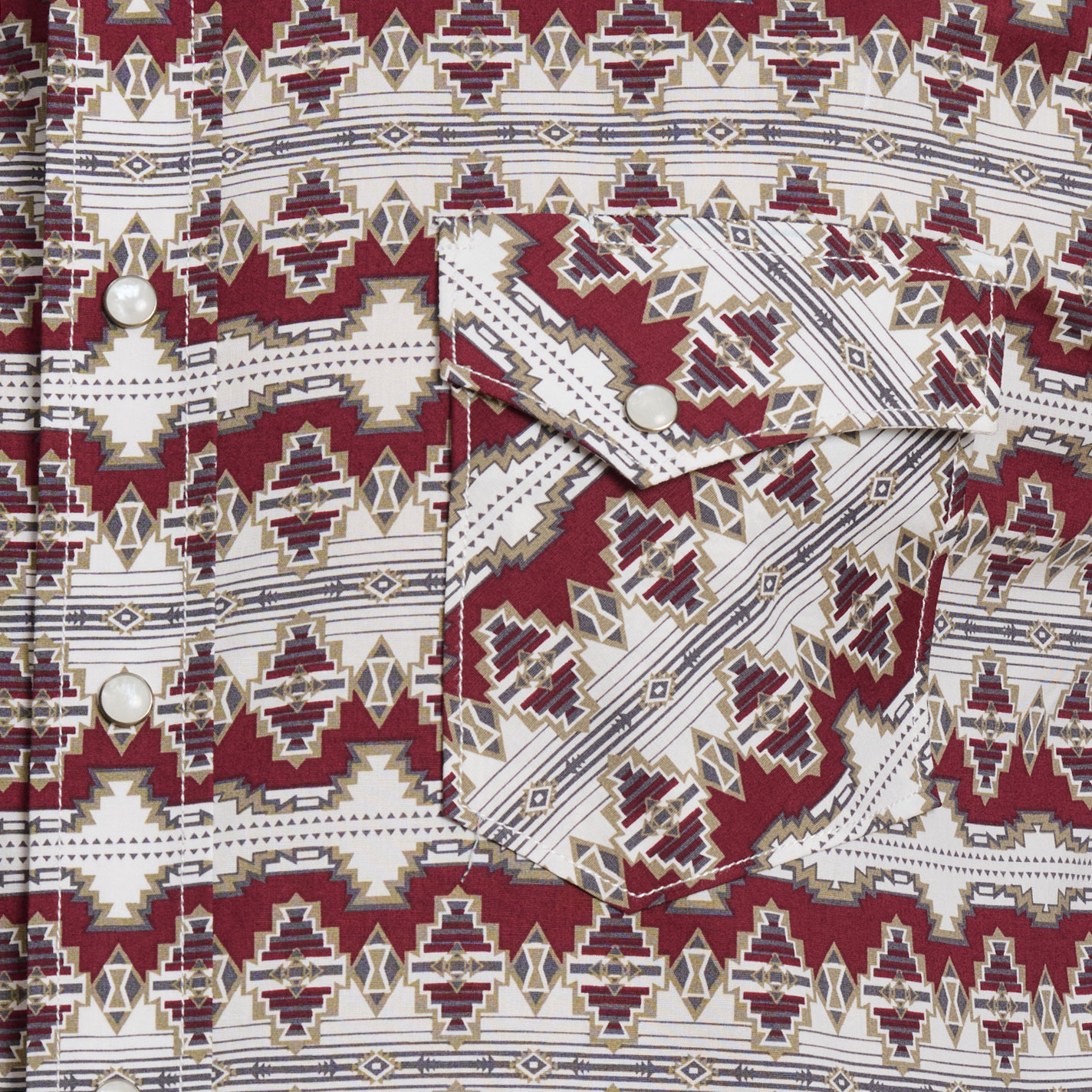 Panhandle Men's Rough Stock Burgundy & Taupe Aztec Western Shirt - Image 1