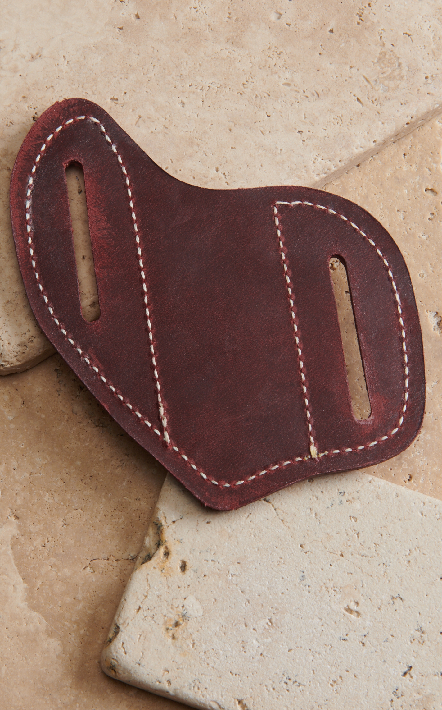 Randall Leather Designs Tan Leather Cross Pancake Knife Sheath - Image 1