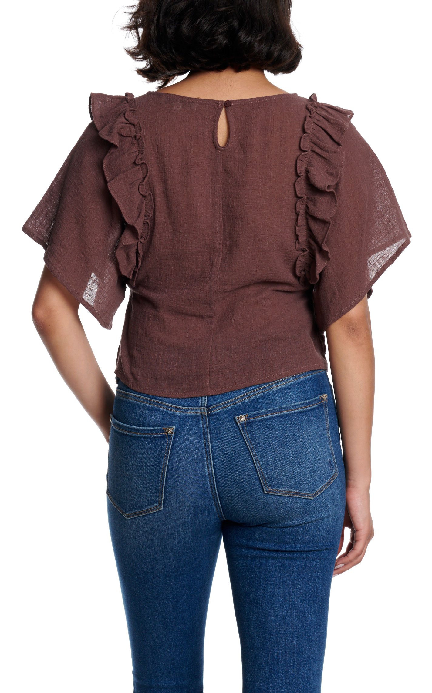 HYFVE Women's Dark Caramel Ruffle Sleeve Top - Image 1