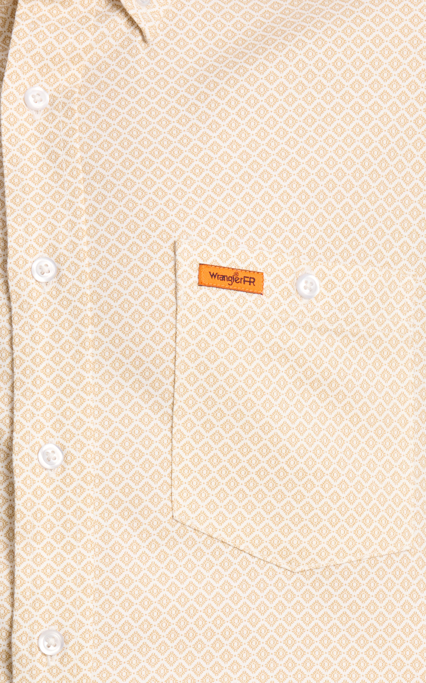Wrangler Men's FR Khaki & Cream Geo Print Western Work Shirt - Image 1