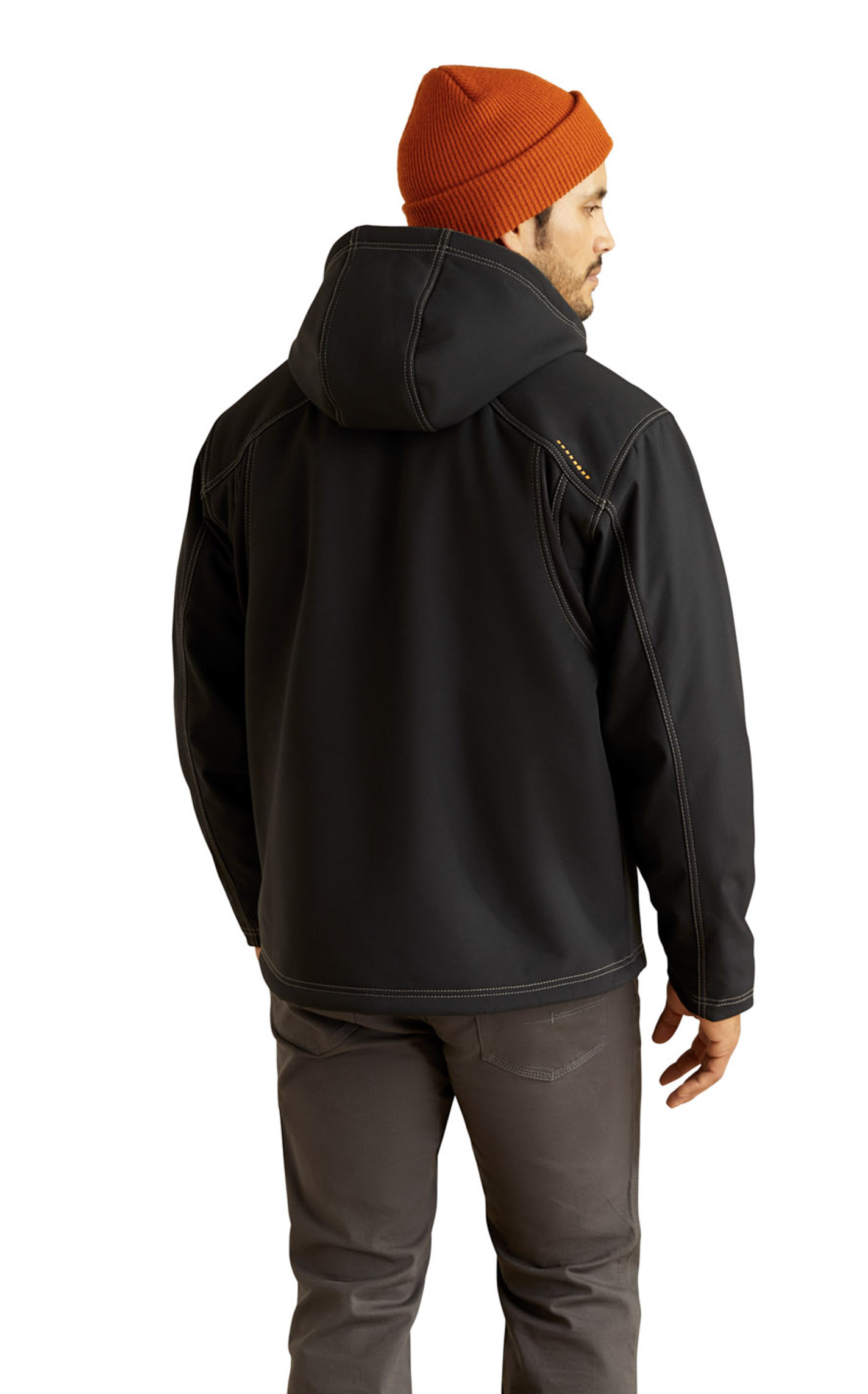 Ariat Men's Rebar Black Stretch Canvas Sherpa Lined Softshell Jacket - Image 1