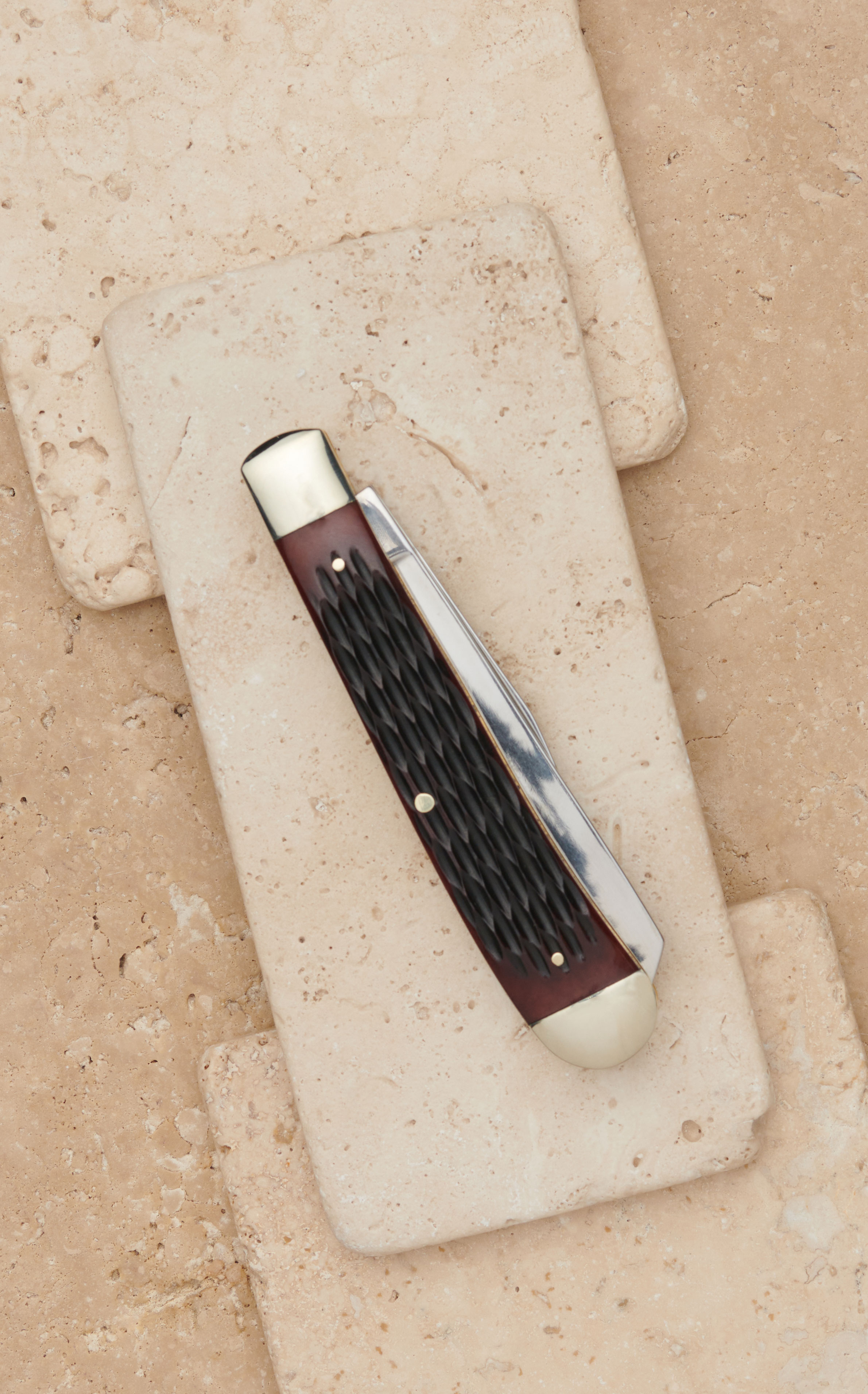 Tree Brand by Boker Traditional Series Dark Brown Bone Handle Trapper Pocket Knife - Image 1