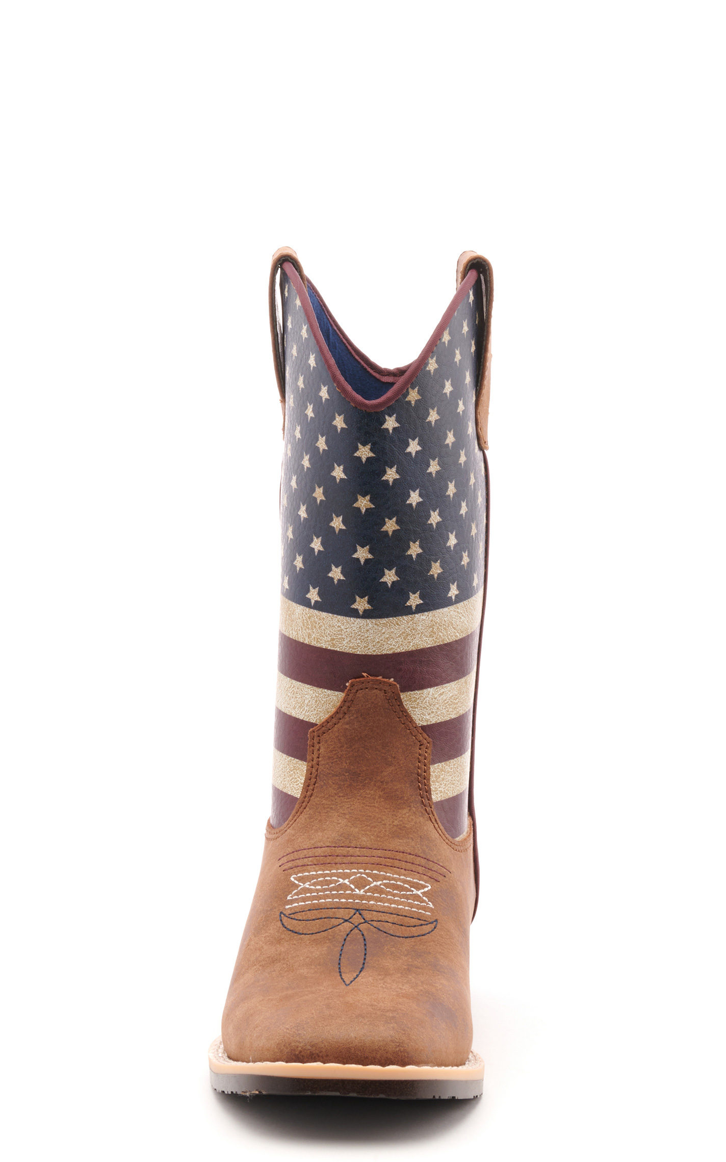 Twister Kids Brown and USA Flag Cowboy Square Toe Boots - Image 1