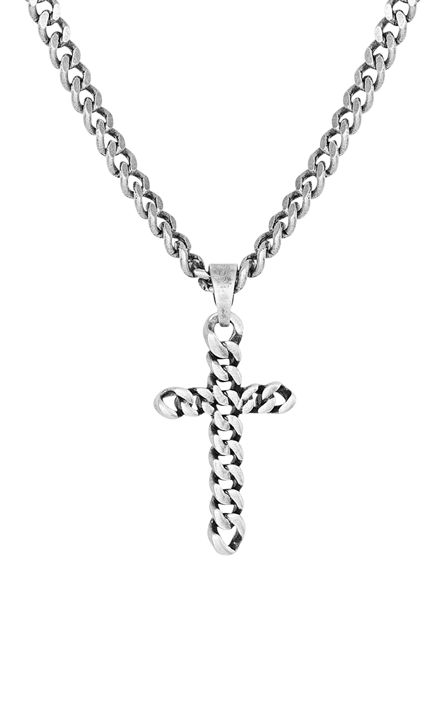 Montana Silversmiths Silver Braided Cross & Chain Necklace - Image 2