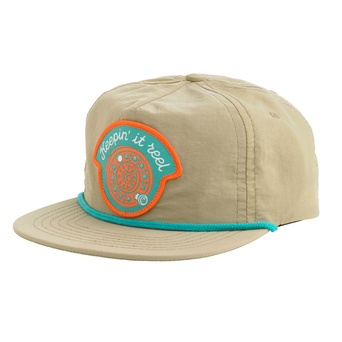 Sendero Provisions Co Sand Keeping It Reel Embroidered Patch Flat Bill Cap - Image 1