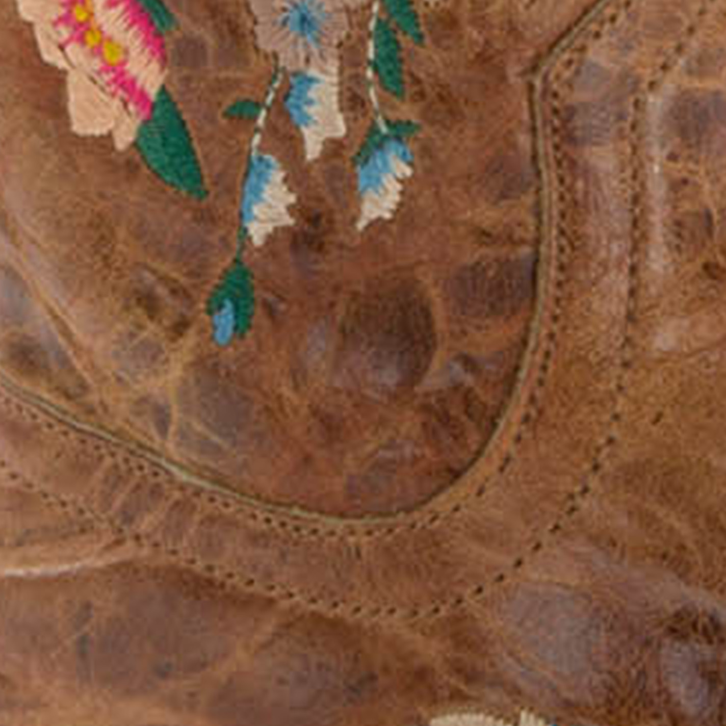 Anderson Bean Women's Macie Bean Antiqued Honey Brown with Rose Garden Embroidery Square Toe Cowboy Boots - Image 1