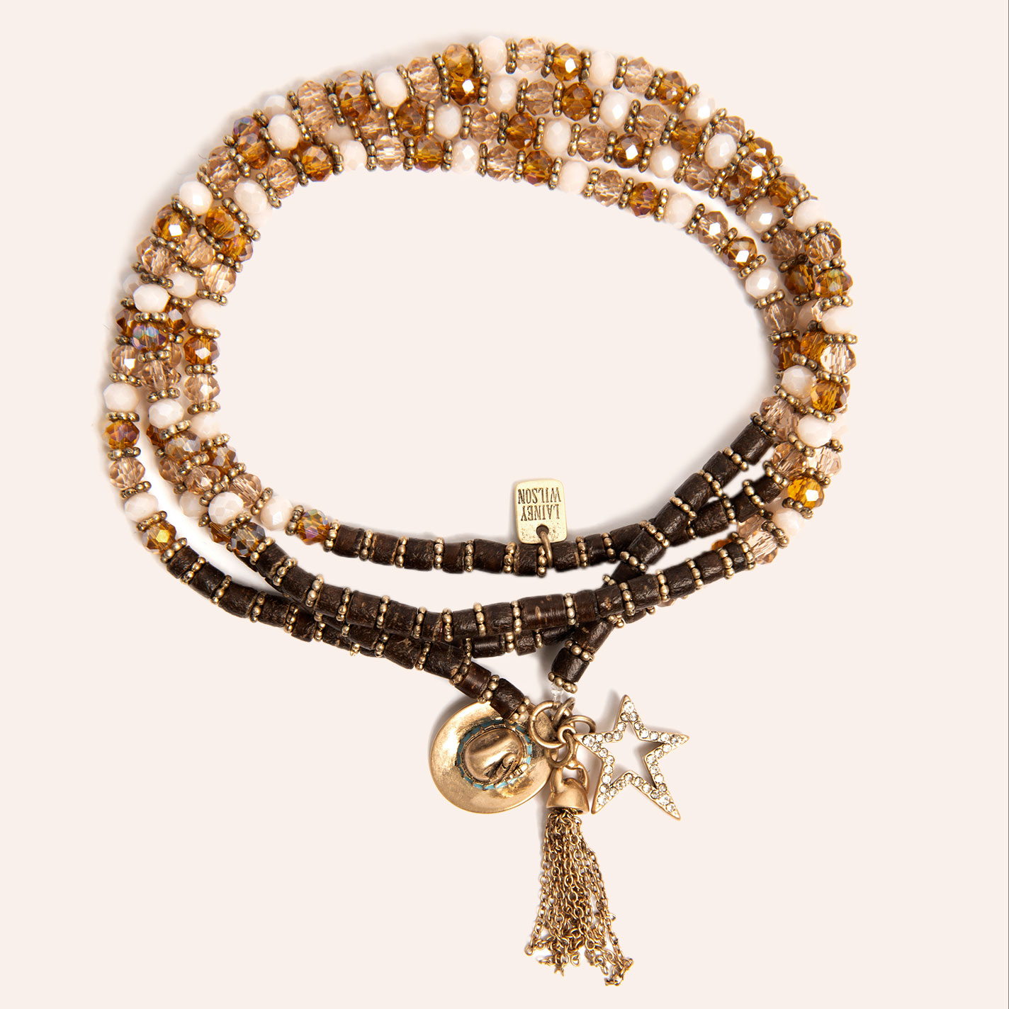 Lainey Wilson Gold & Natural Beaded Convertible Necklace Bracelet - Image 1