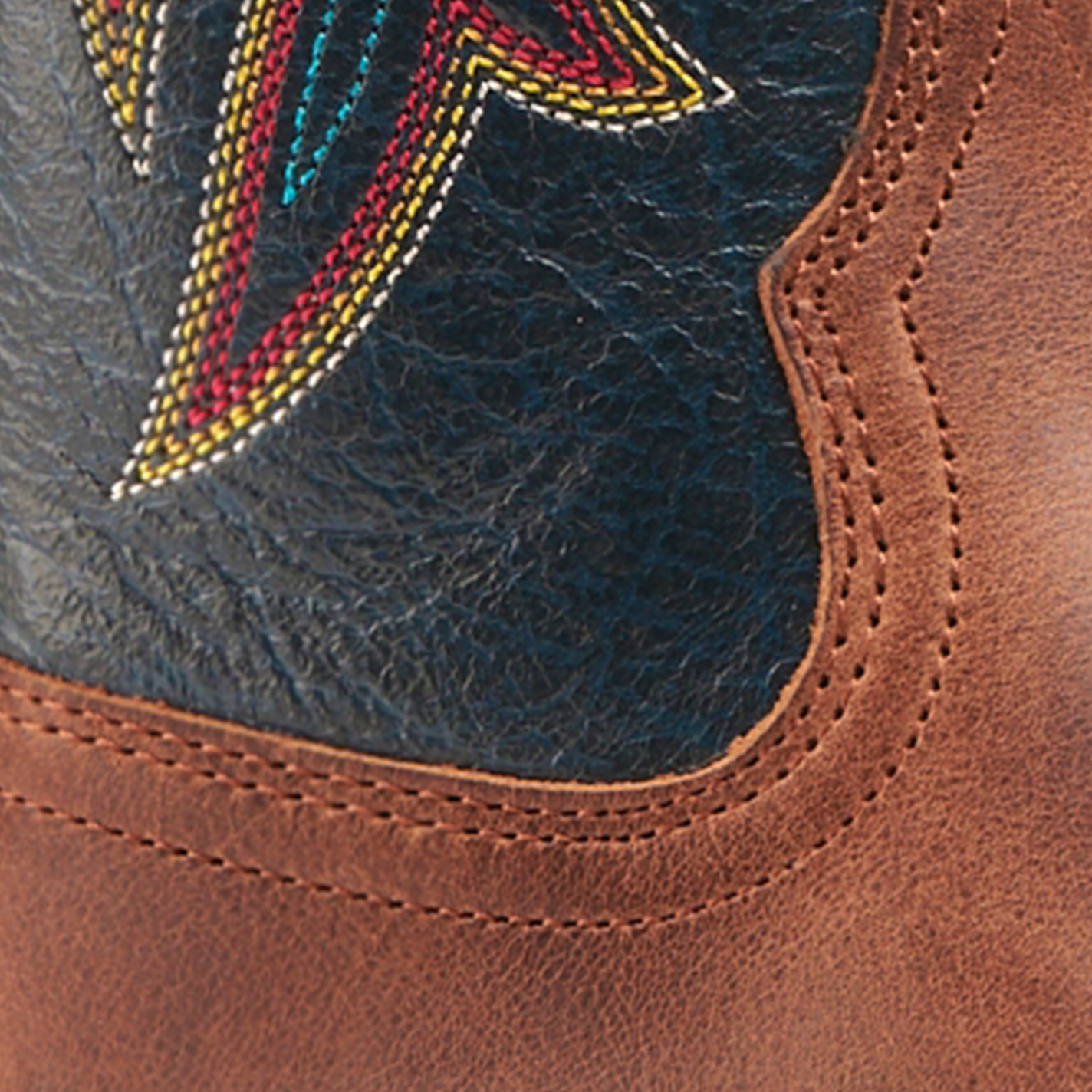 Ariat Women's West Bound Russet Rebel and Crackle Navy Shock Shield Wide Square Toe Cowboy Boots - Image 1