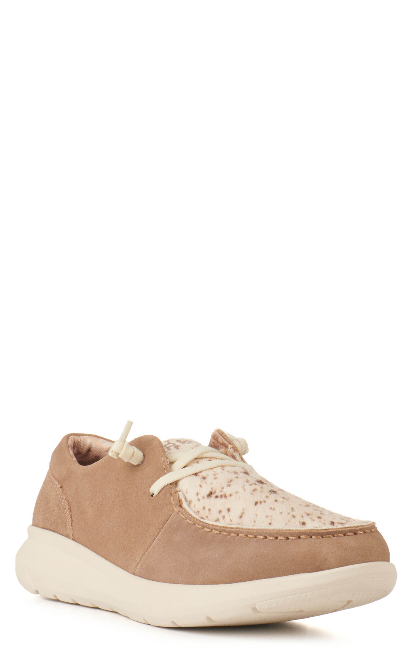 Ariat Women's Hilo Beige Leather and Spotted Hair on Hide Lace Up Casual Shoes - Image 1