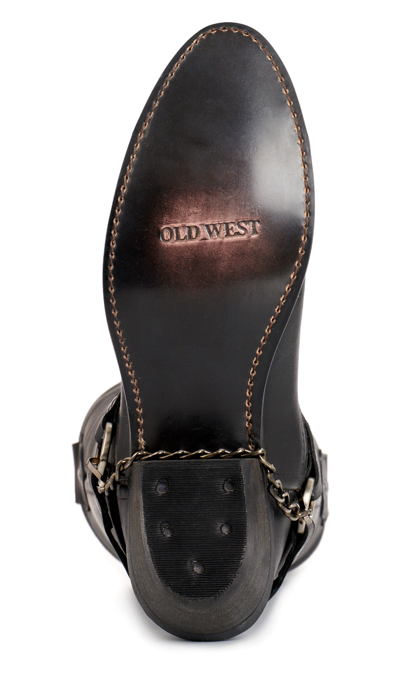 Old West Women's Black Harness Round Toe Cowboy Boots - Image 1