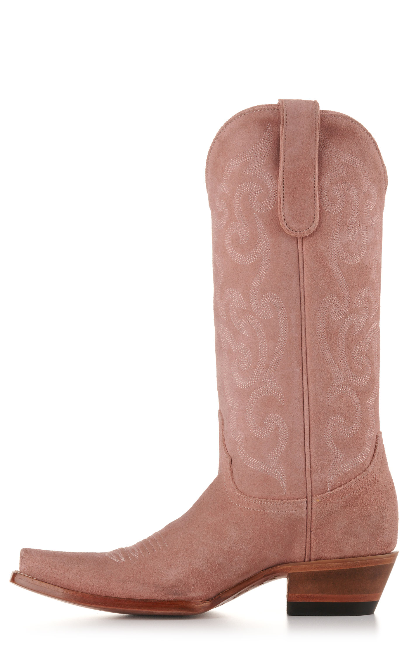 Cavender’s Women’s Suede Pink with Tonal Embroidery Snip Toe Cowboy Boots  - Image 1