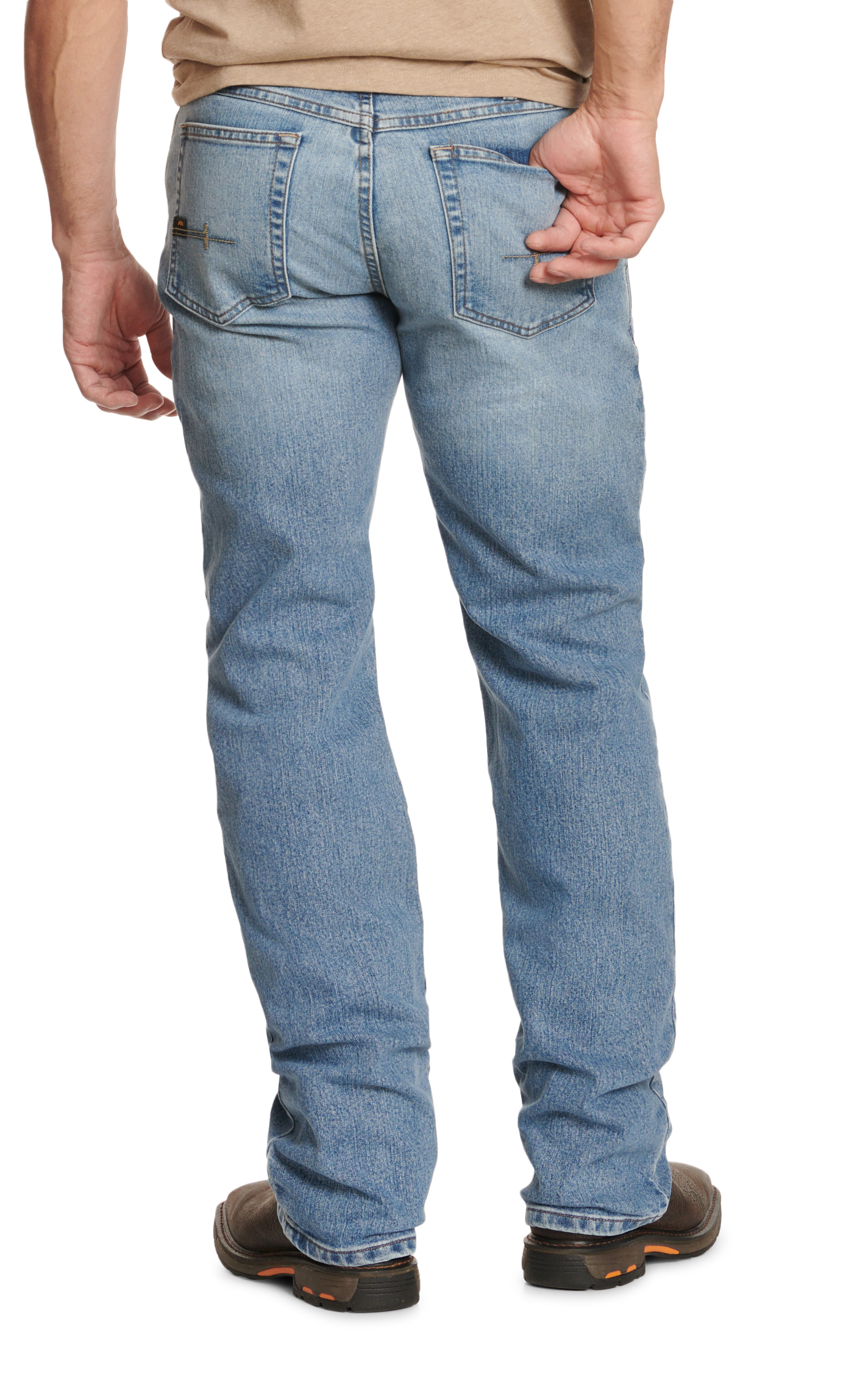 Ariat Men's Rebar M4 Light Wash Dura Stretch Boot Cut Work Jeans  - Image 4