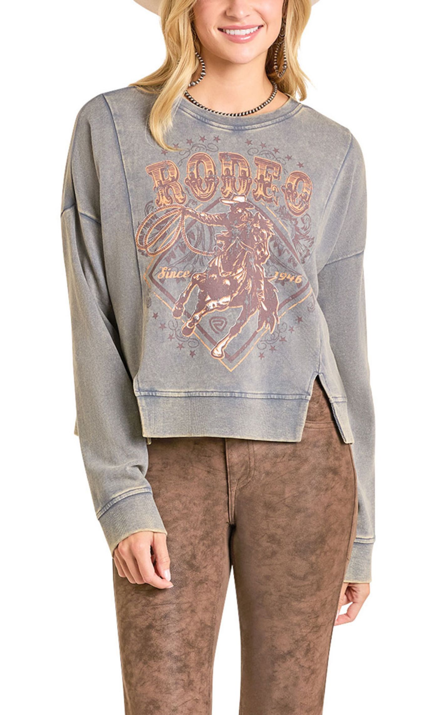 Rock & Roll Denim Women's Rodeo Retro Graphic Sweatshirt - Image 1