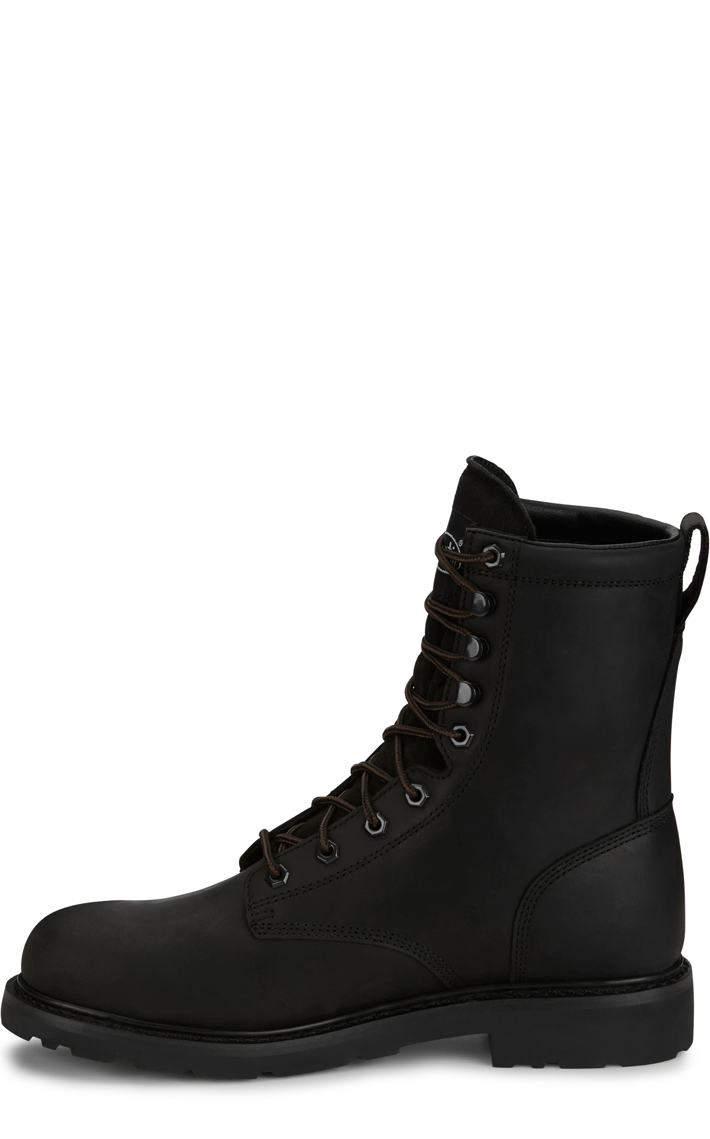 Justin Men's Black Lace-Up Waterproof Round Steel Toe Work Boots - Image 1