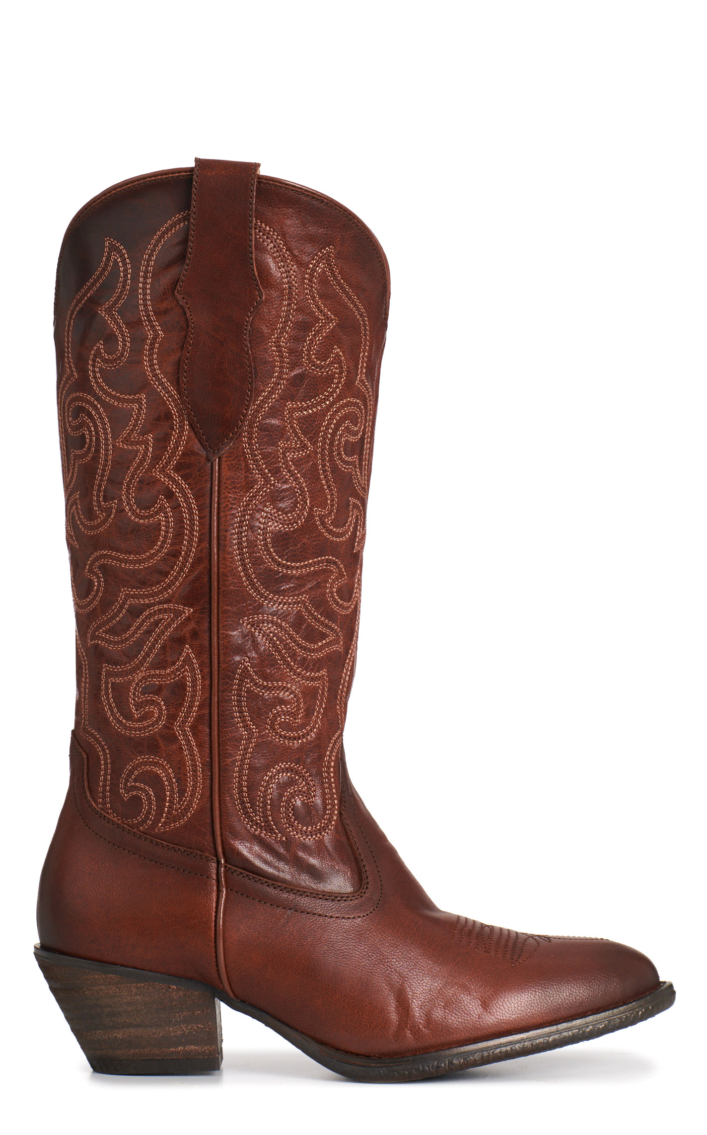 Rockin' C Women's Brown Classic Stitch Round Toe Cowboy Boots - Image 1