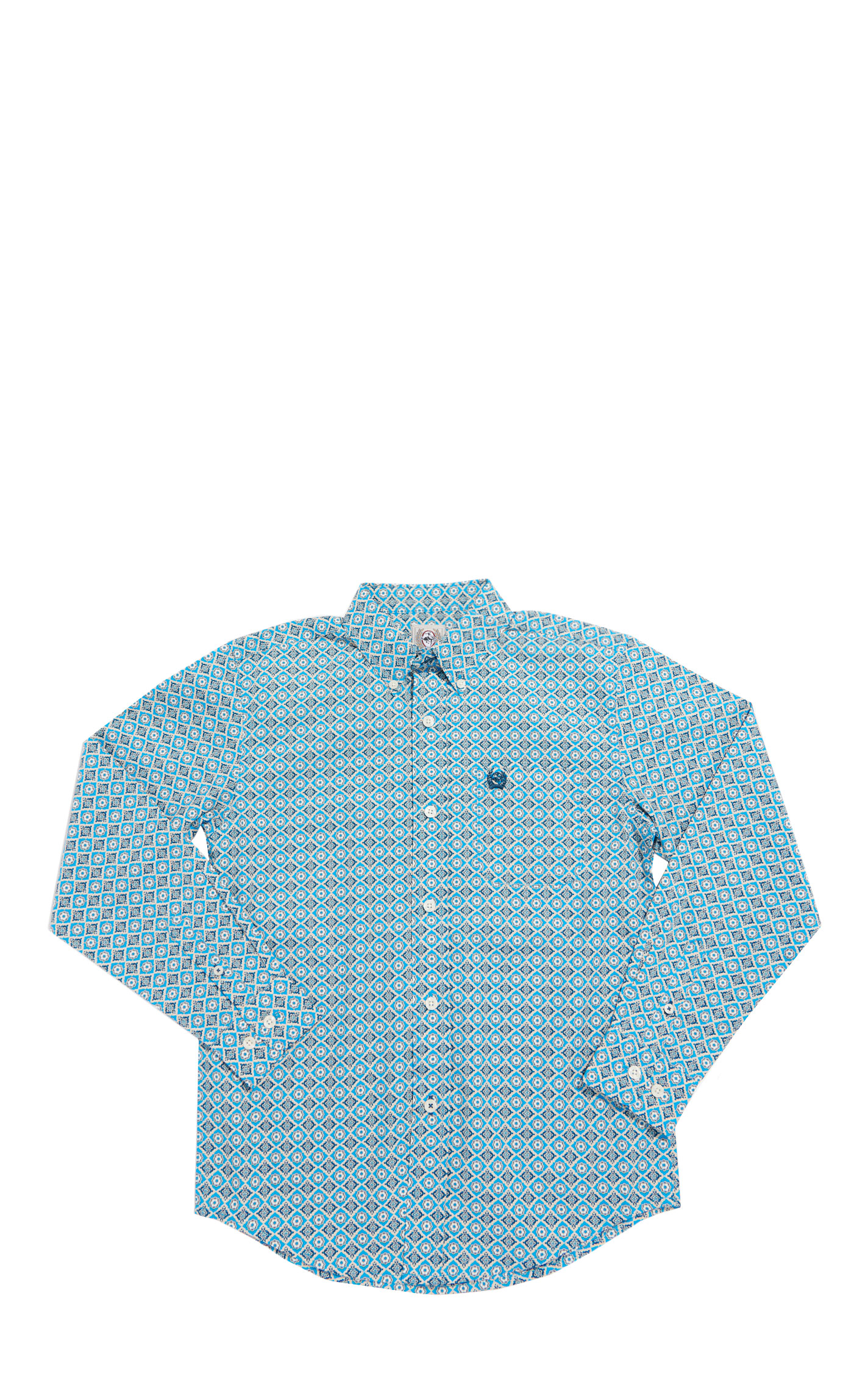 Cinch Boy's Light Blue Geo Print Long Sleeve Western Shirt - Image 1