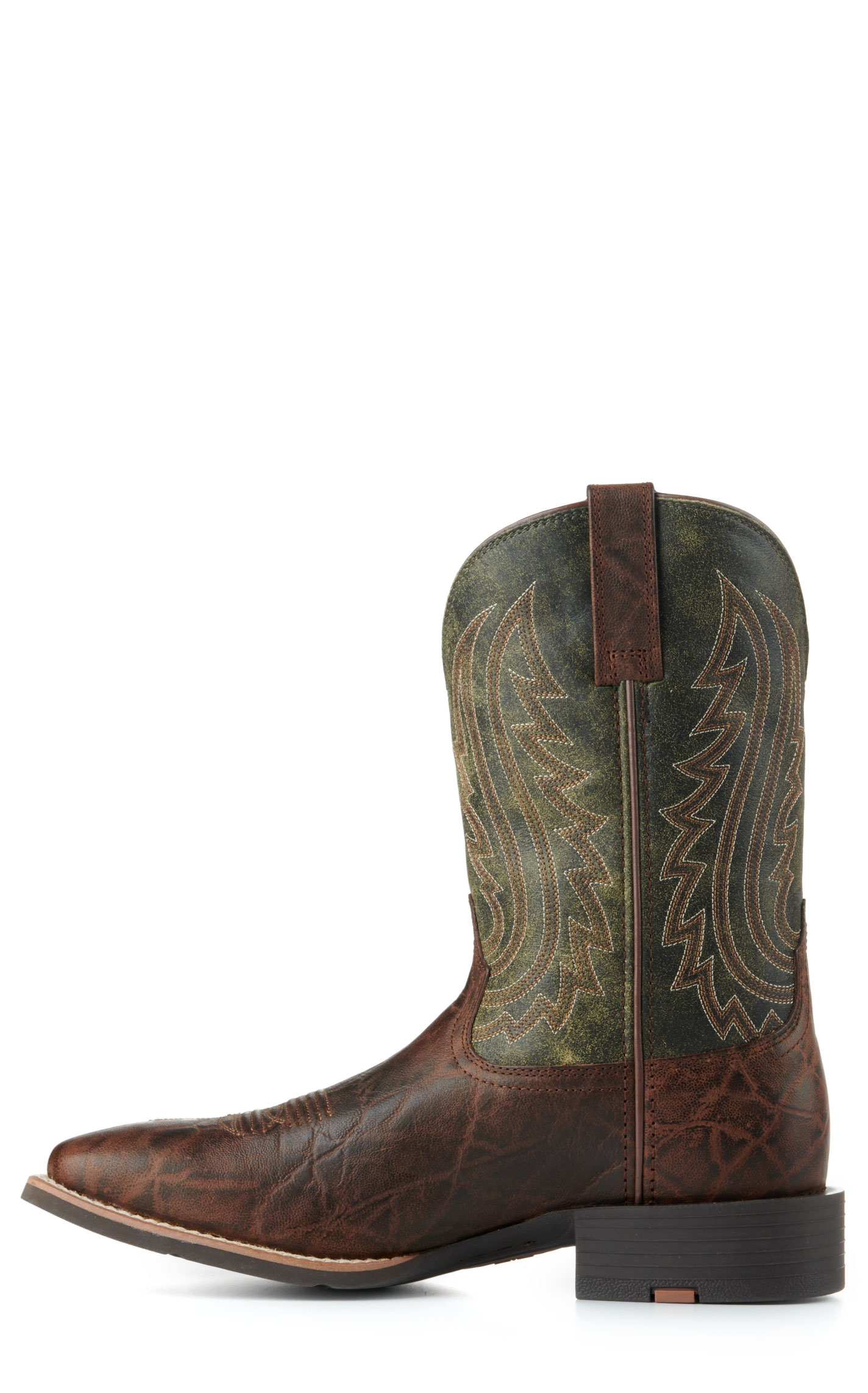Ariat Men's Sport Big Country Green and Mahogany Elephant Print Wide Square Toe Cowboy Boots - Image 1