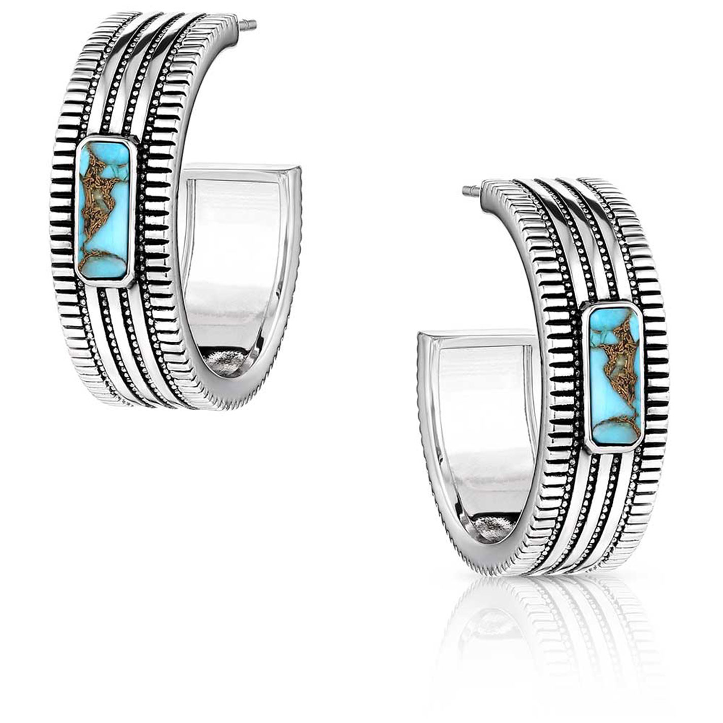 Montana Silversmiths Silver Turquoise Sky Hoop Earrings - Image 3