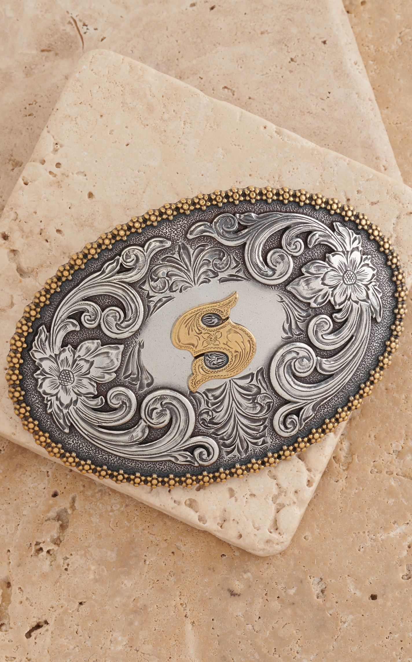 M&F Western Productions Silver Floral Etching with Gold \