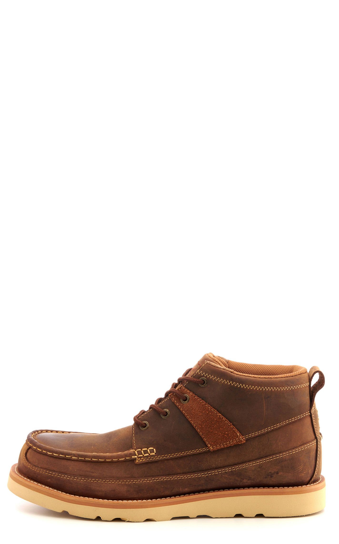 Twisted X Men's Brown Oiled Saddle Crepe Wedge Steel Toe Lace Up Casual Work Shoe - Image 1