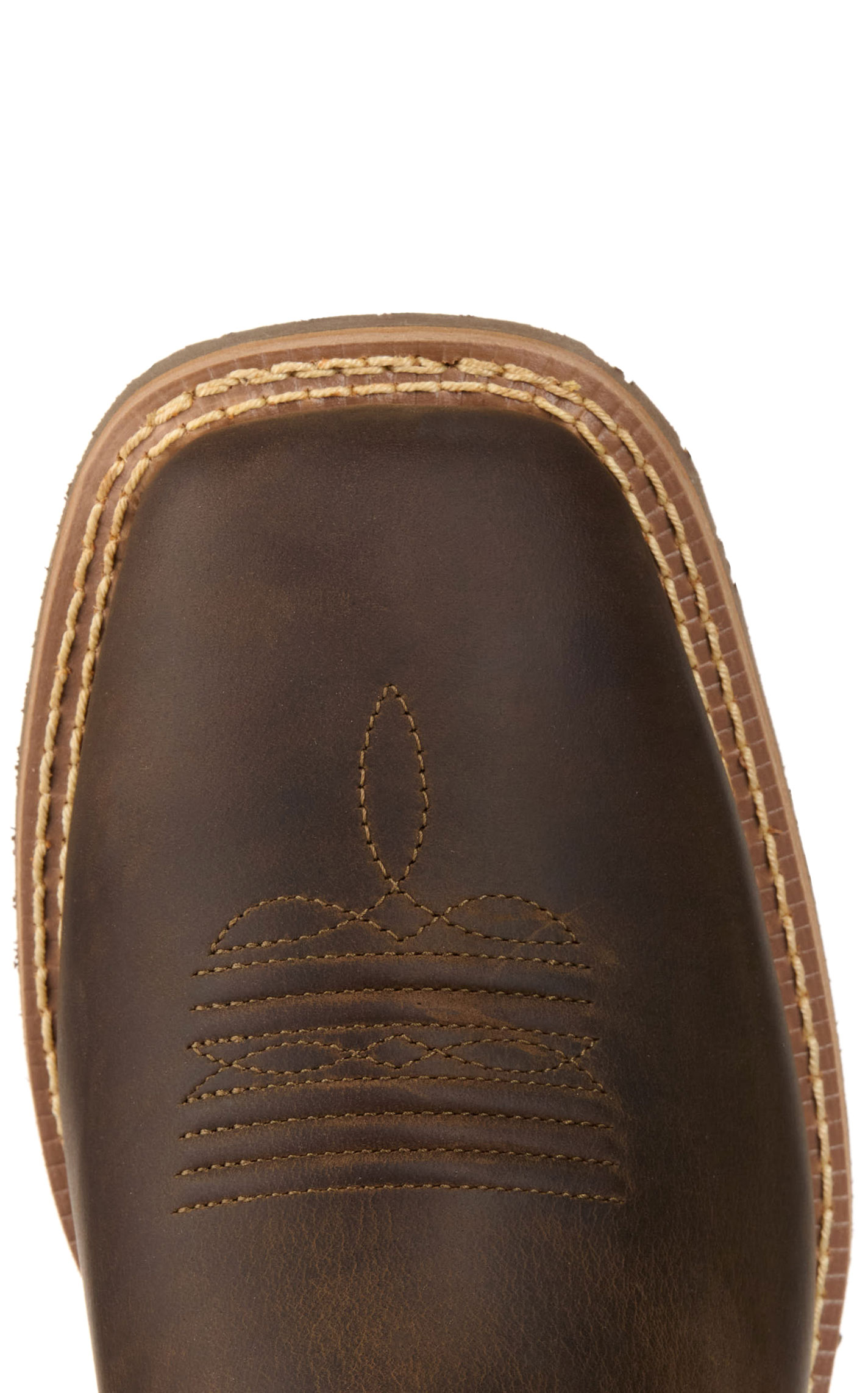 Ariat Men's Hybrid Rancher Distressed Brown Waterproof Wide Square Toe Work Boots - Image 1