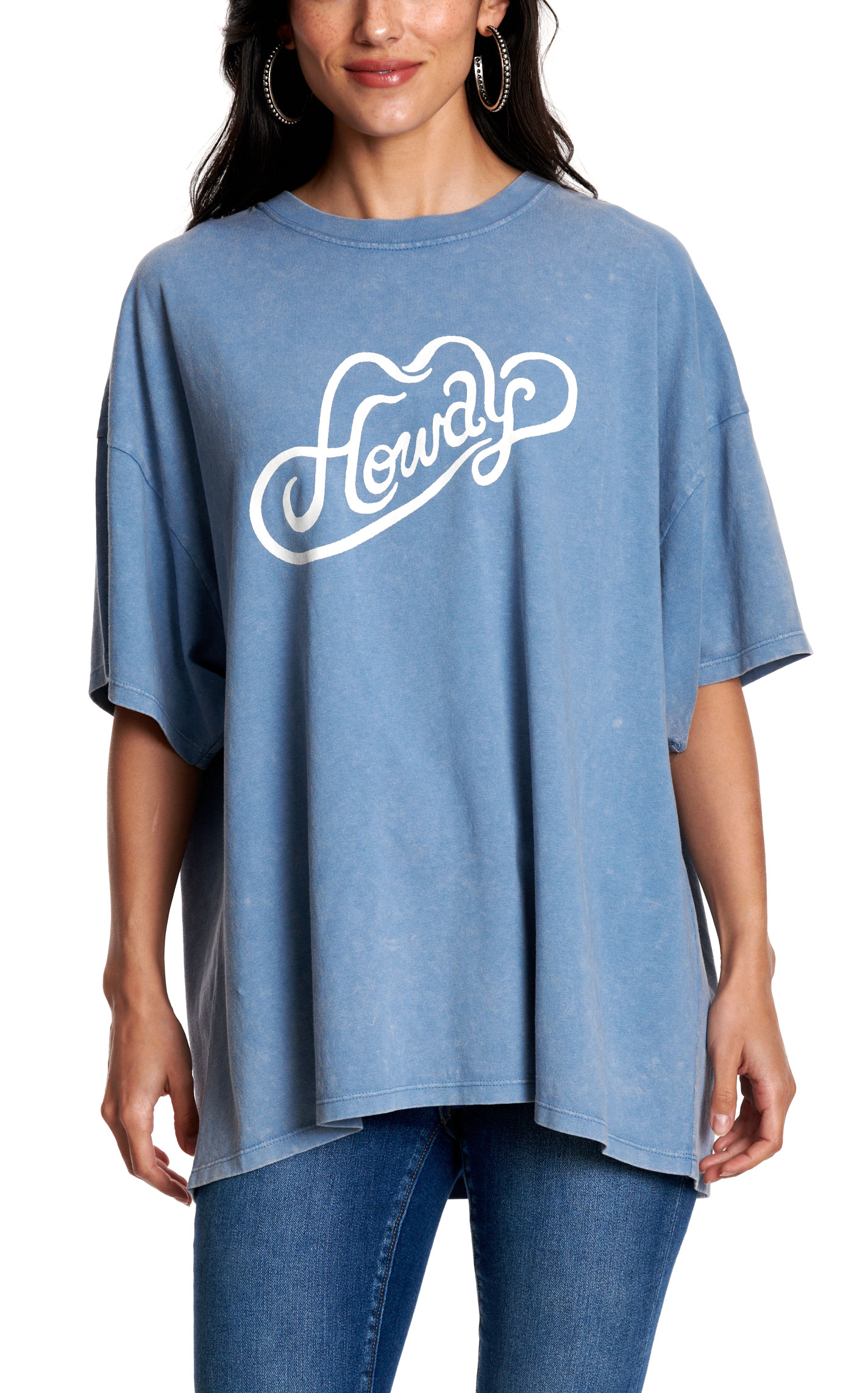 Rockin' C Women's Summer Sky Blue Oversized Howdy T-Shirt - Image 2