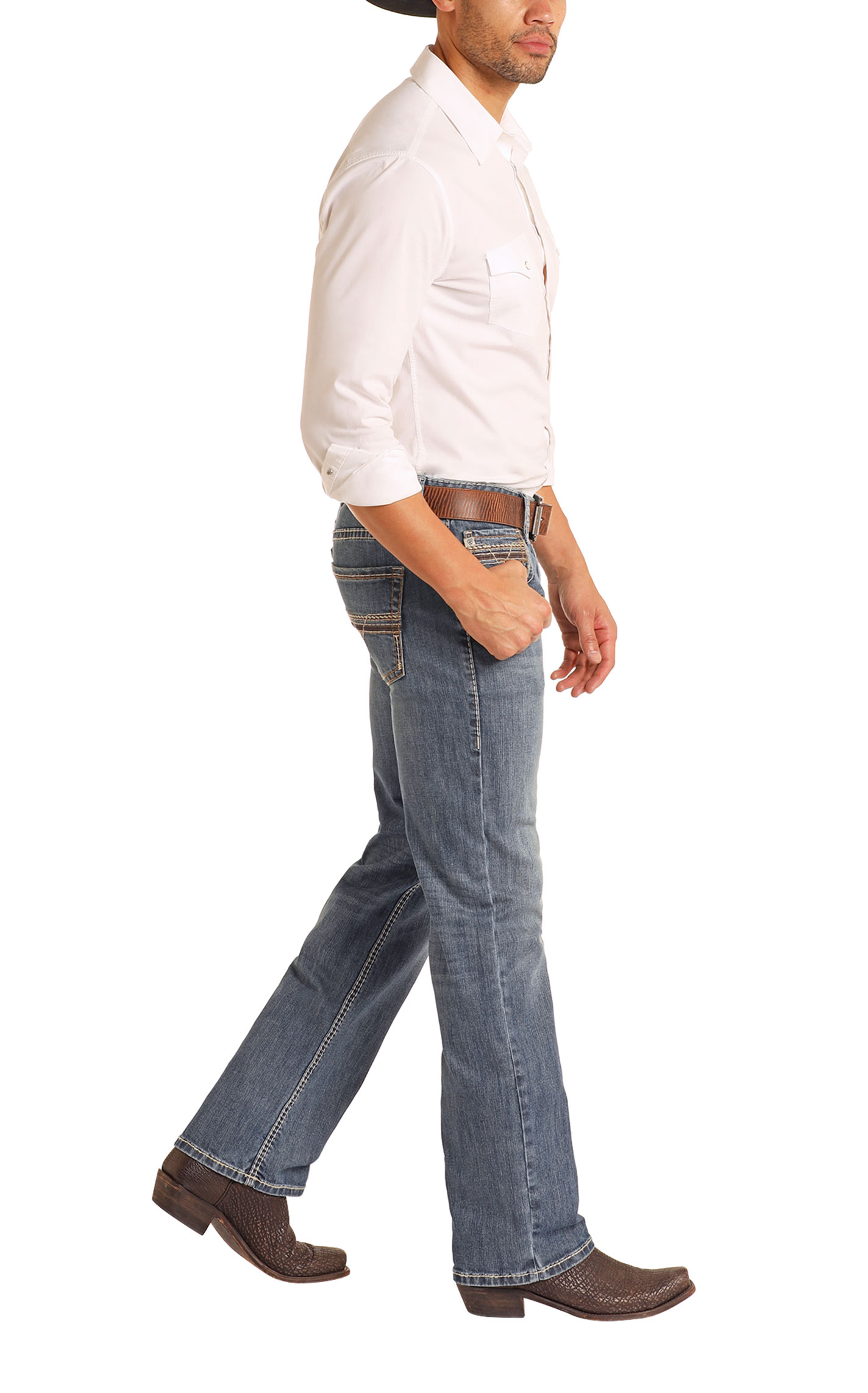 Rock & Roll Denim Men's Pistol Medium Wash Straight Jeans - Image 1