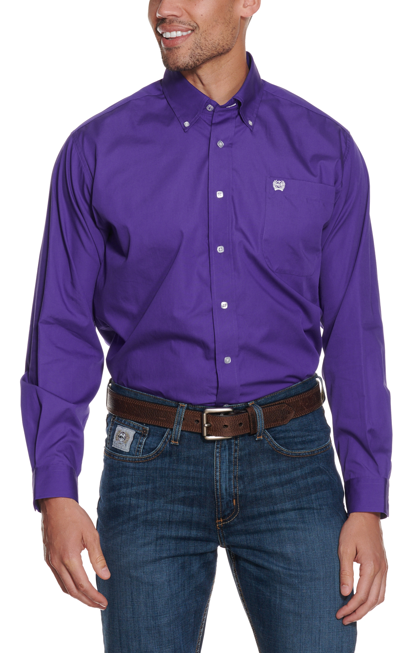Cinch Men's Solid Purple Long Sleeve Western Shirt - Image 1