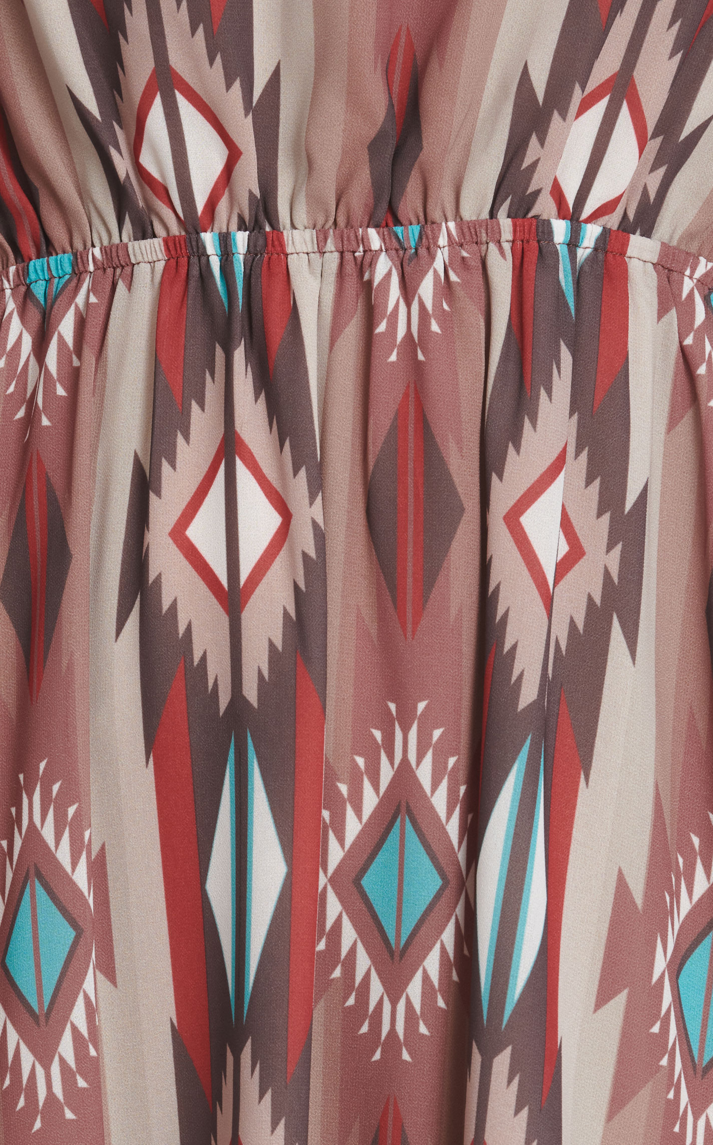 Cowgirl Legend Women's Shades of Coffee Aztec Stripe Short Flutter Sleeve Hi-Lo Dress - Image 1