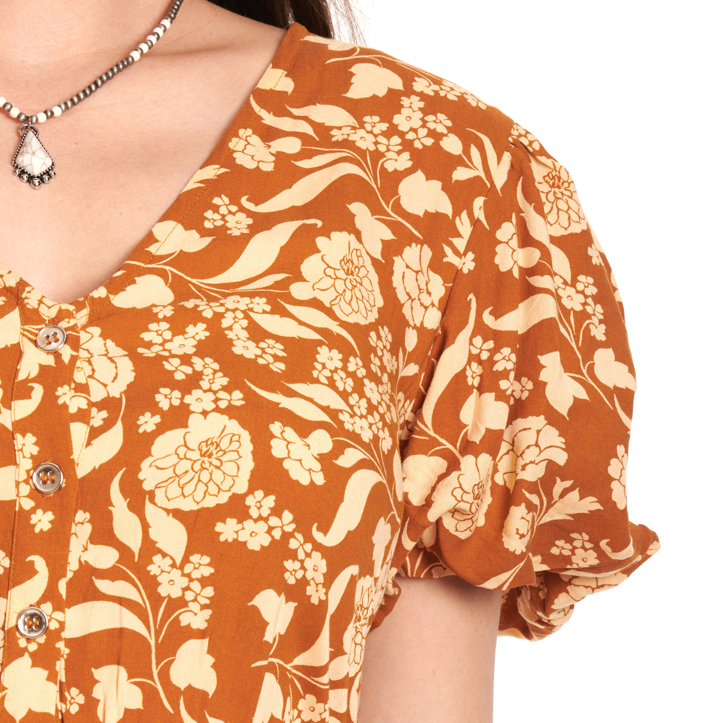 Cotton & Rye Women's Rust Floral Print Dress - Image 1
