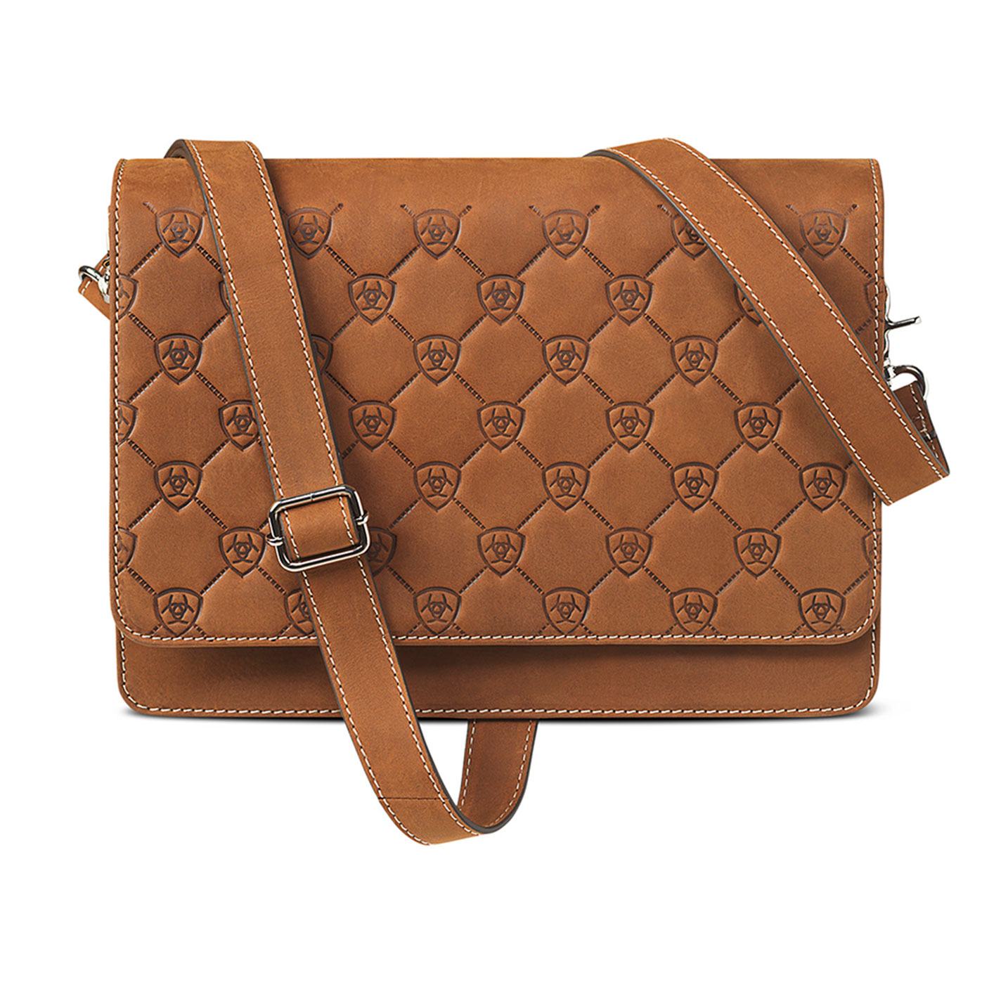 Ariat Selma Hazelnut Checked Crossbody Messenger Bag - Image 1