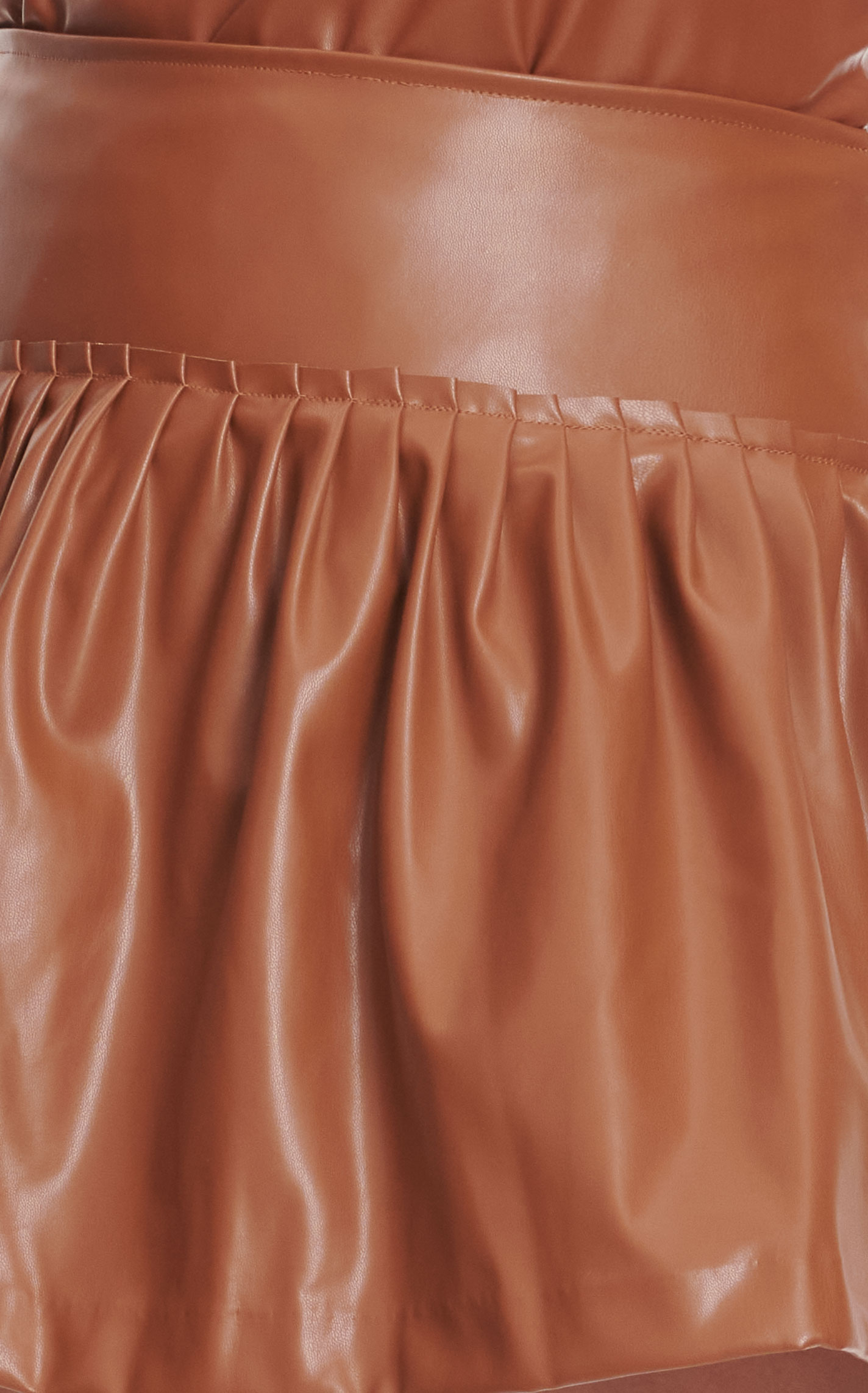 First Love Women's Caramel Faux Leather Pleated Skirt - Image 1