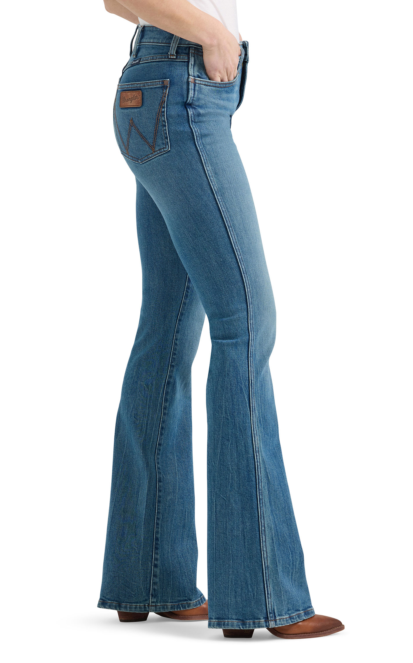 Wrangler Retro Women's Collins Medium Wash High Rise Flare Jeans - Image 1