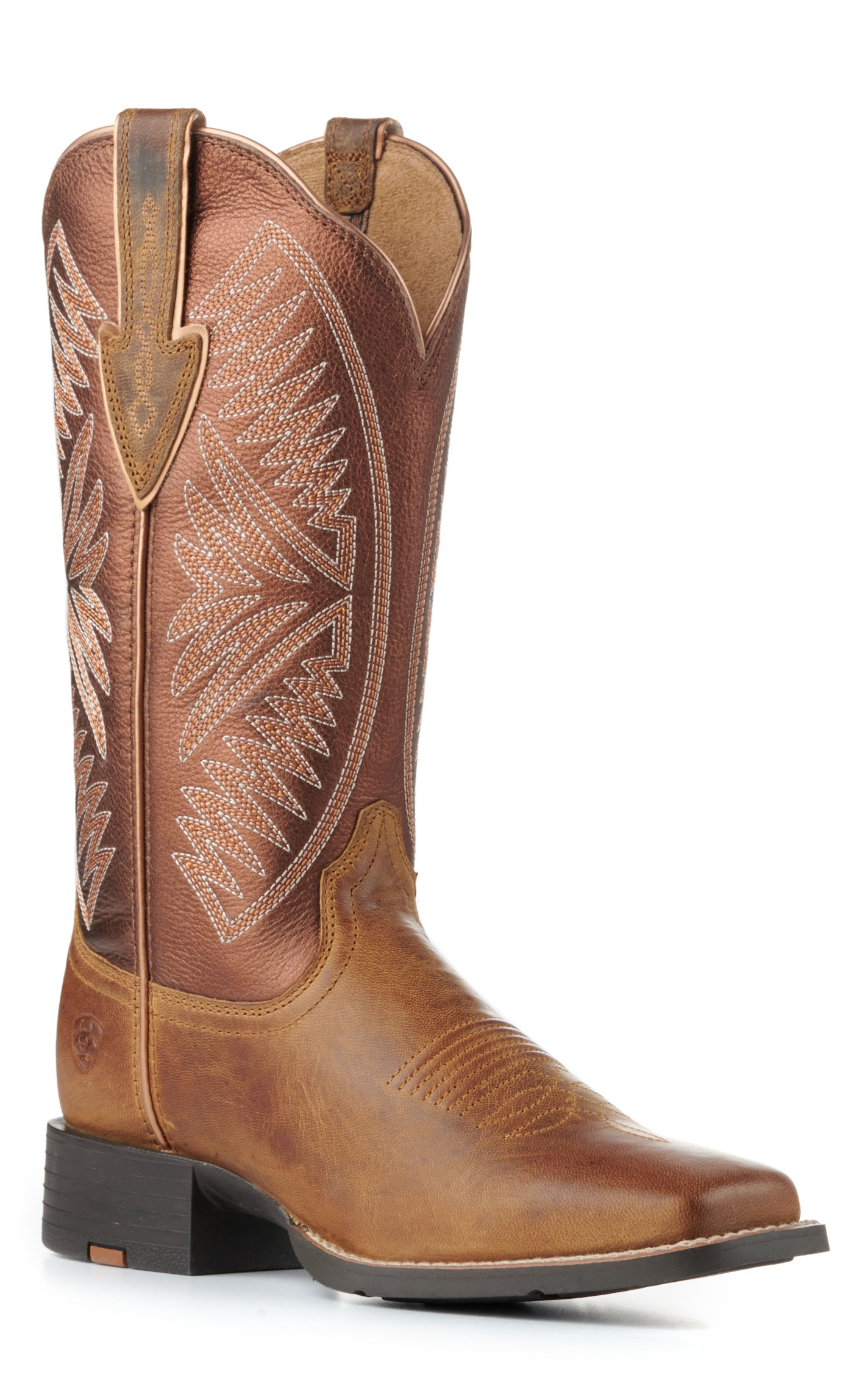 Ariat Women's Round Up Ruidoso Bronze and Burnished Chestnut Square Toe Cowboy Boots - Image 1