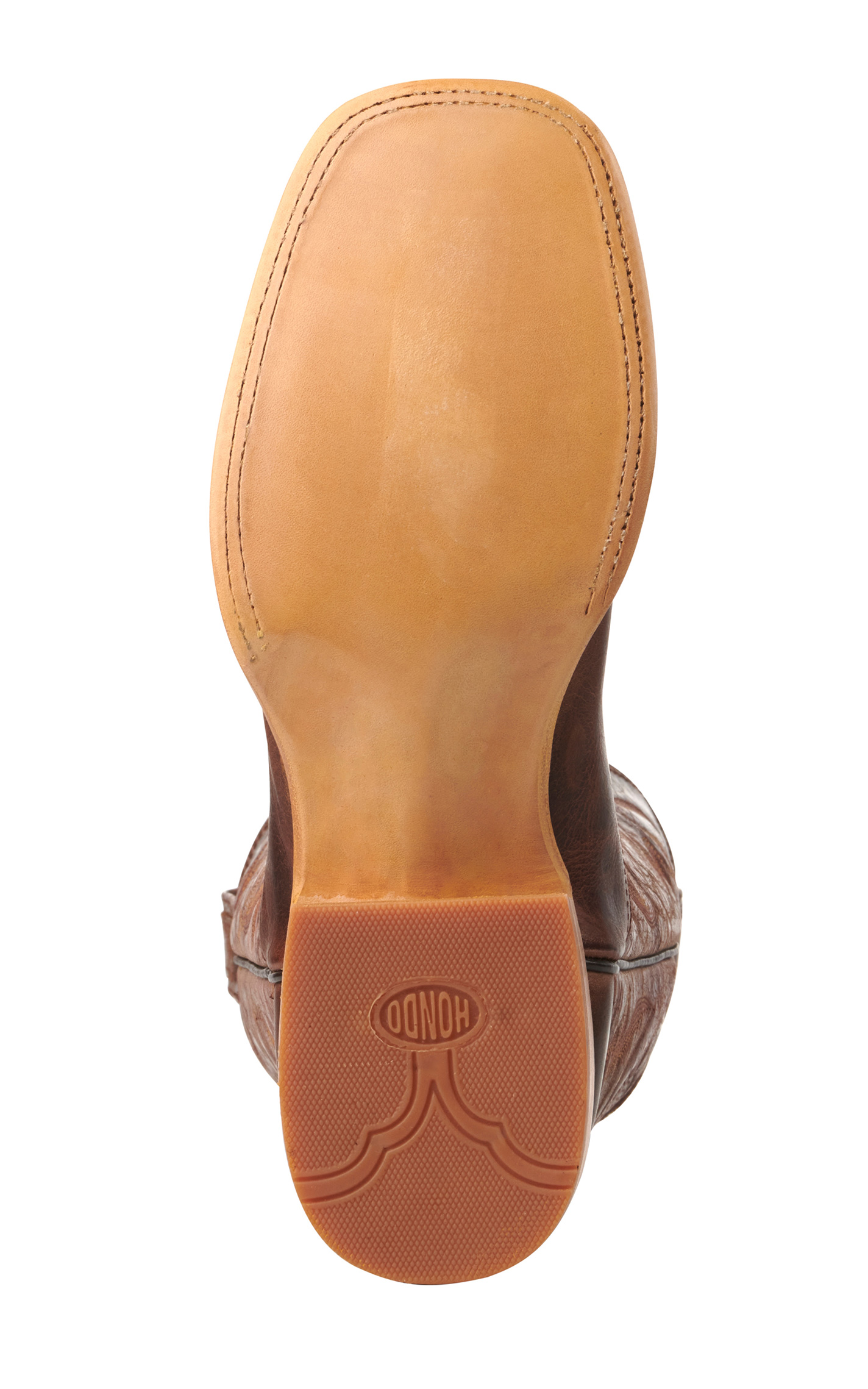 Hondo Men's Cognac and Brown Waxy Leather Square Toe Cowboy Boots - Image 1