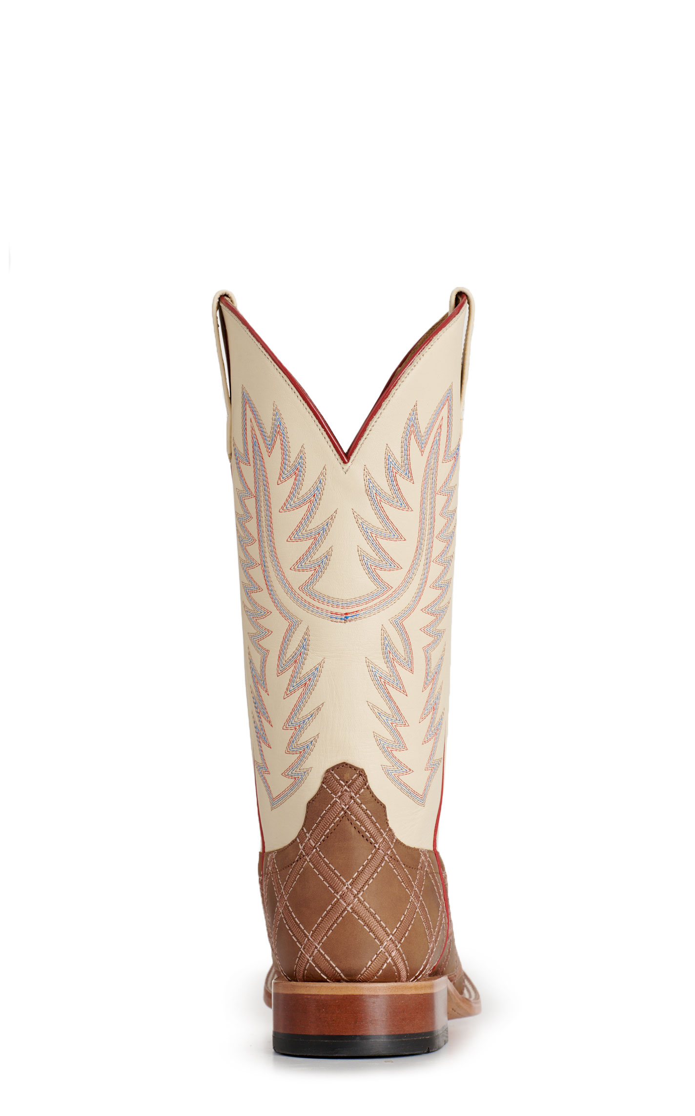 Anderson Bean Men's Camel Crazy Horse Patchwork & Cream Wide Square Toe Cowboy Boots - Image 1