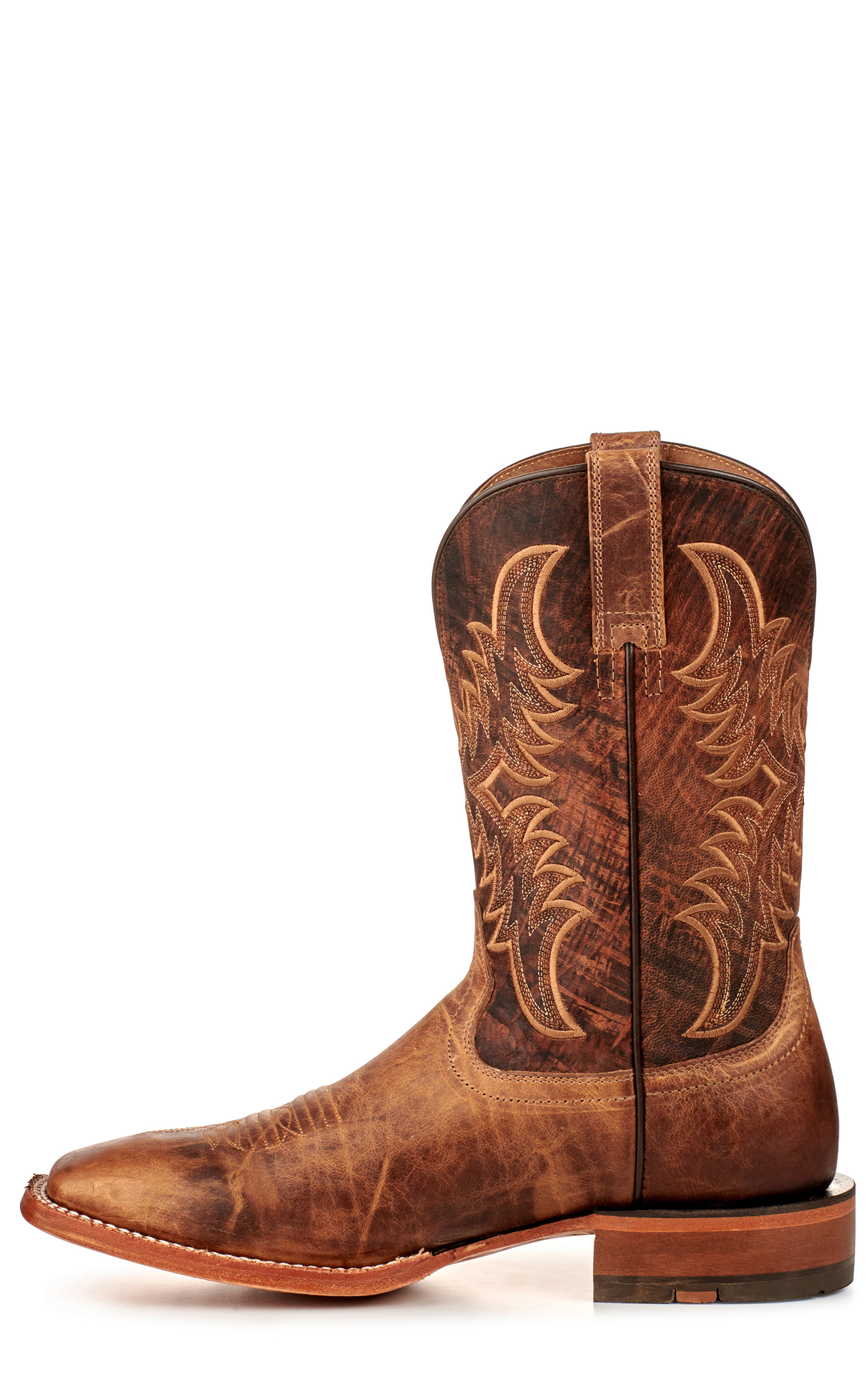 Ariat Men's Point Ryder Dry Creek Tan with Burnt Brown Wide Square Toe Cowboy Boots - Image 1