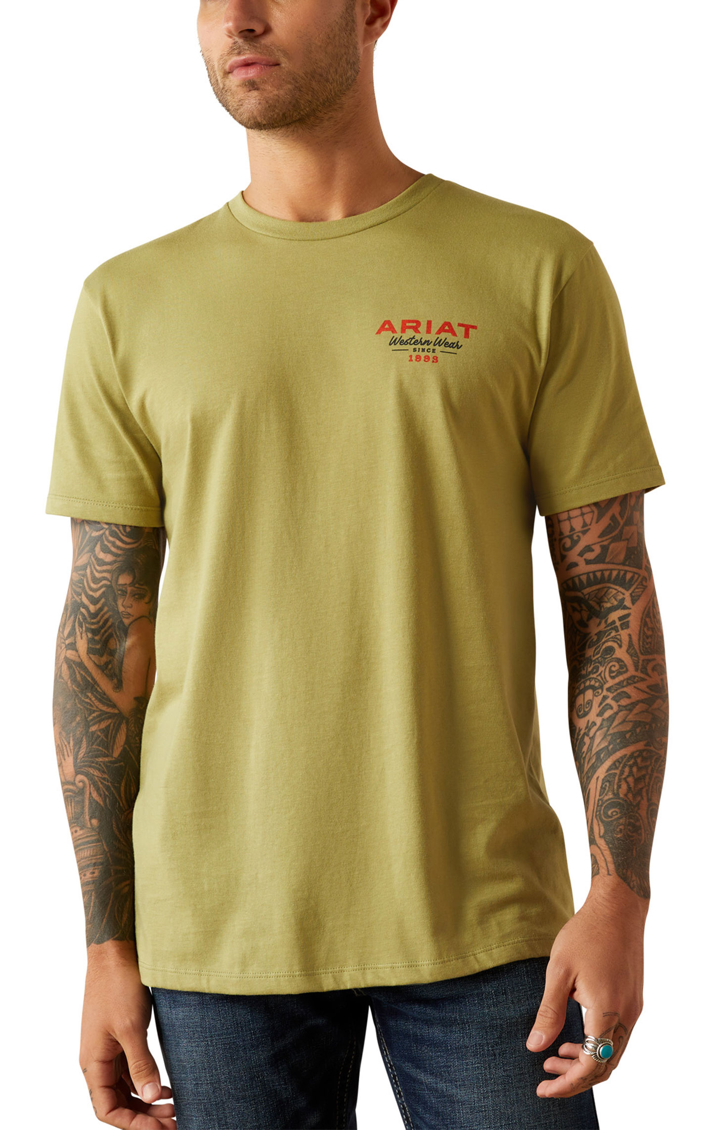 Ariat Men's Olive Green Built Tough Logo Graphic T-Shirt - Image 1