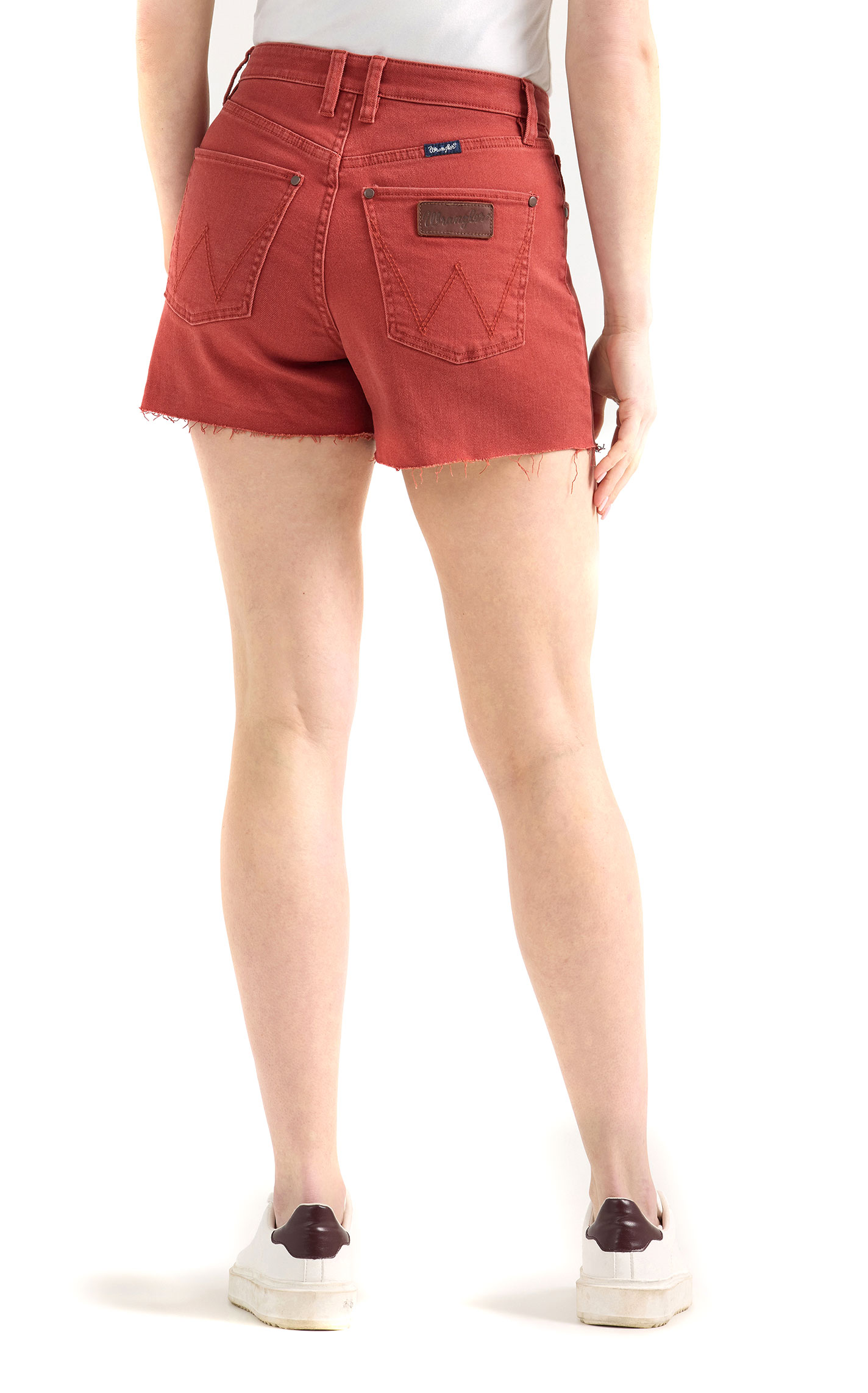 Wrangler Retro Women's Bailey Rust-Red Cut-Off Jean Shorts - Image 1
