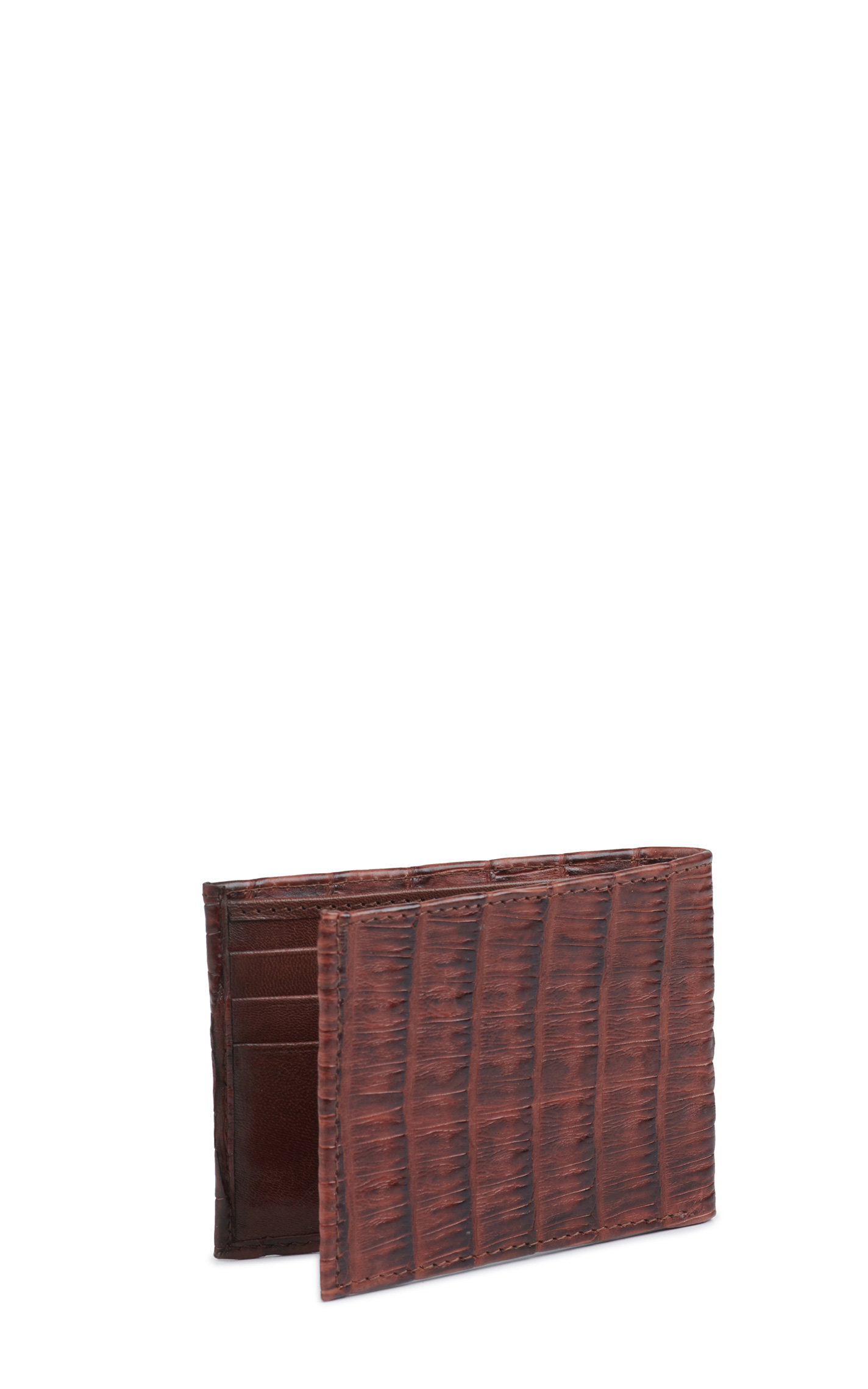 JRC & Sons Men's Cognac Brown Caiman Leather Bifold Exotic Wallet - Image 1