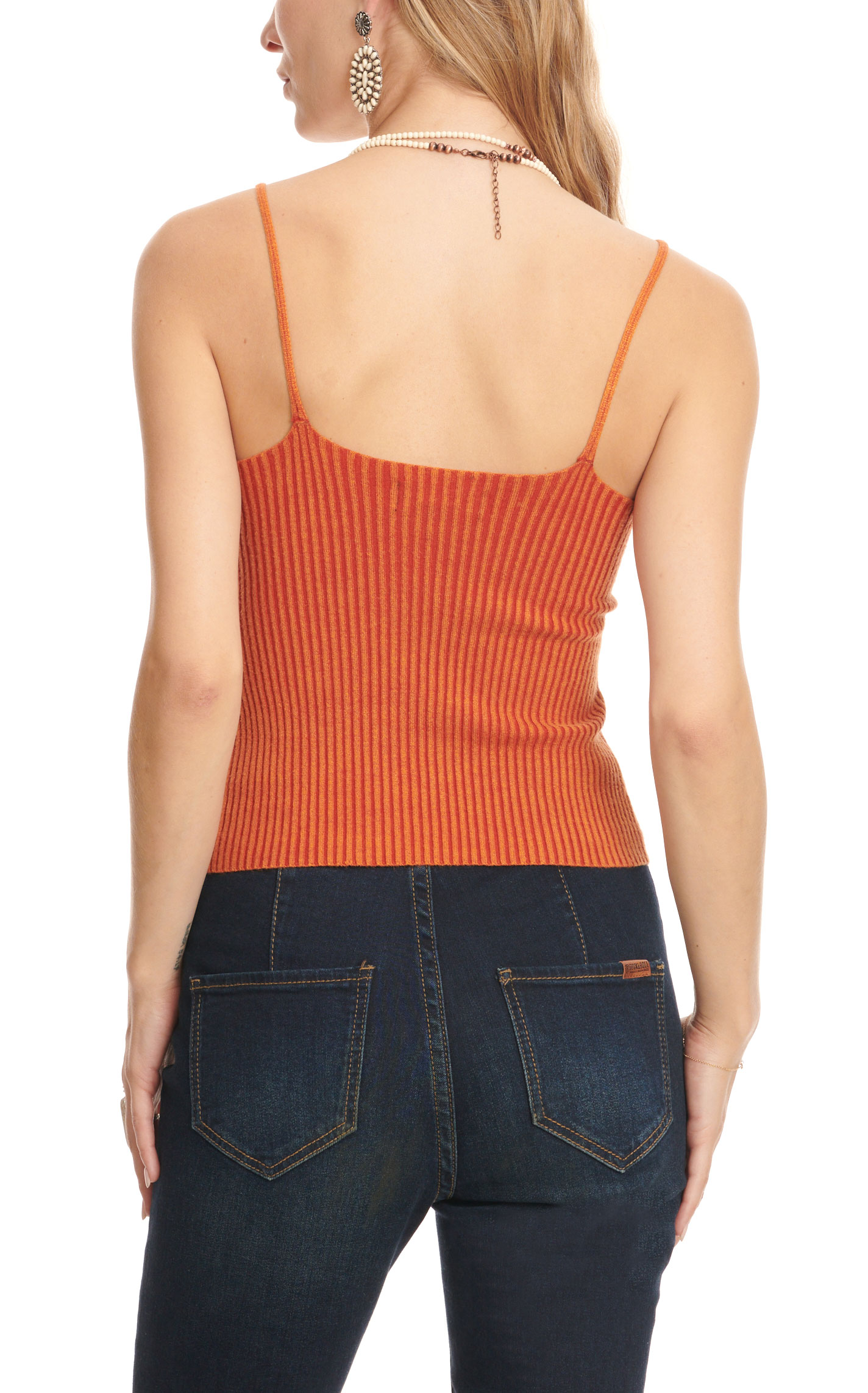 Rock & Roll Denim Women's Tangerine Ribbed Cami-Tank - Image 1