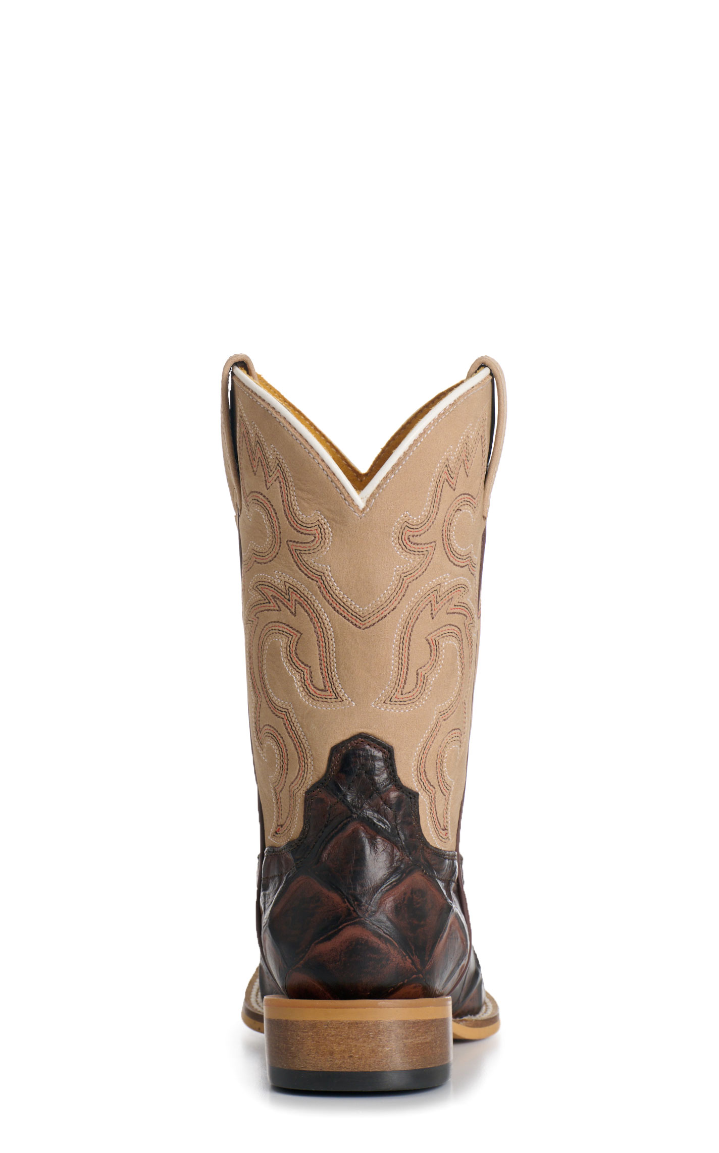 Cavender's Kid's Tobacco & Tan Pirarucu Print Wide Square Toe Cowboy Boots - Image 1