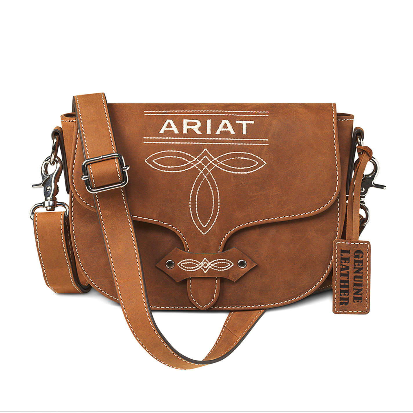 Ariat Lynn Tawny Brown Boot Stitch Small Crossbody Bag - Image 1