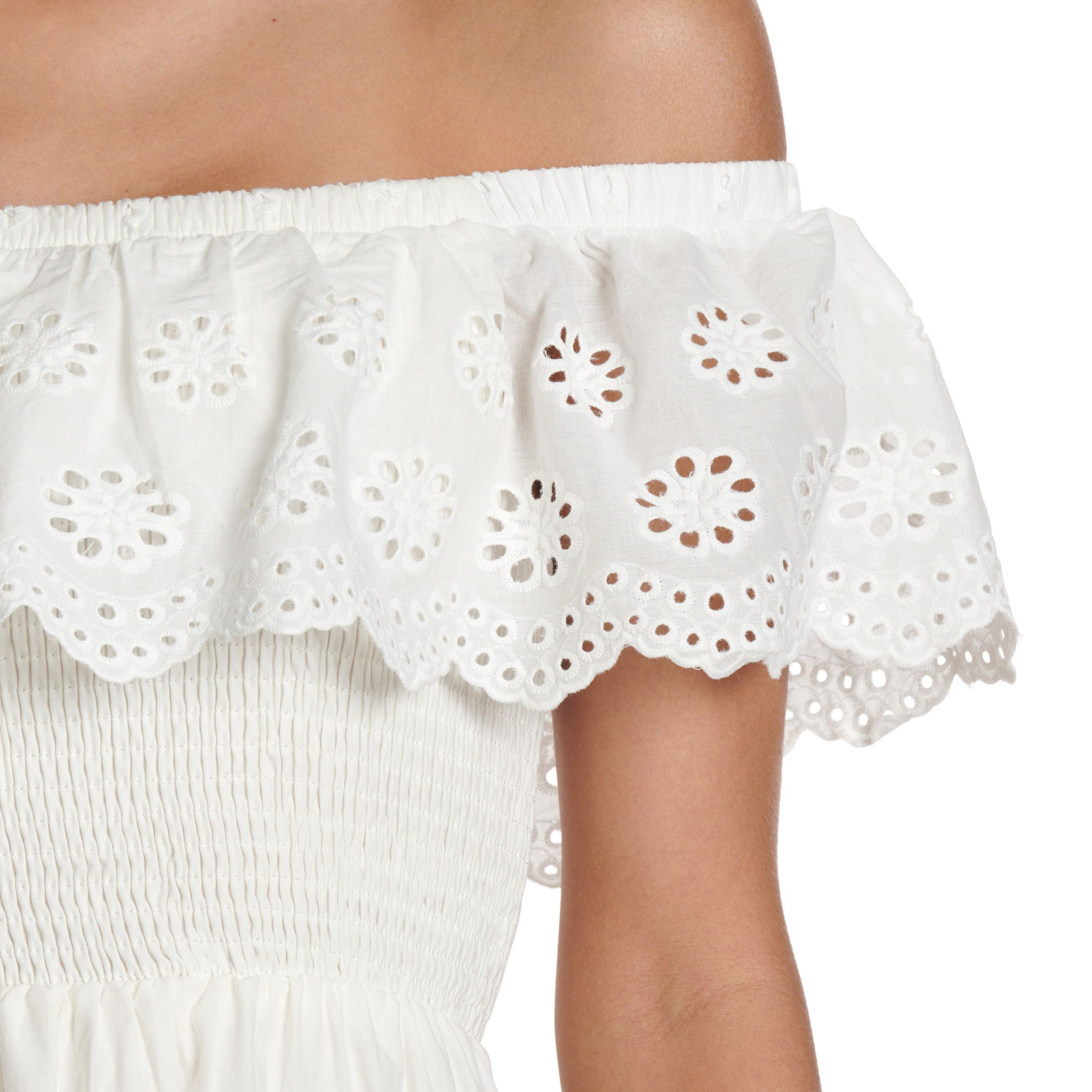HYFVE Women's White Off Shoulder Ruffled Dress - Image 1