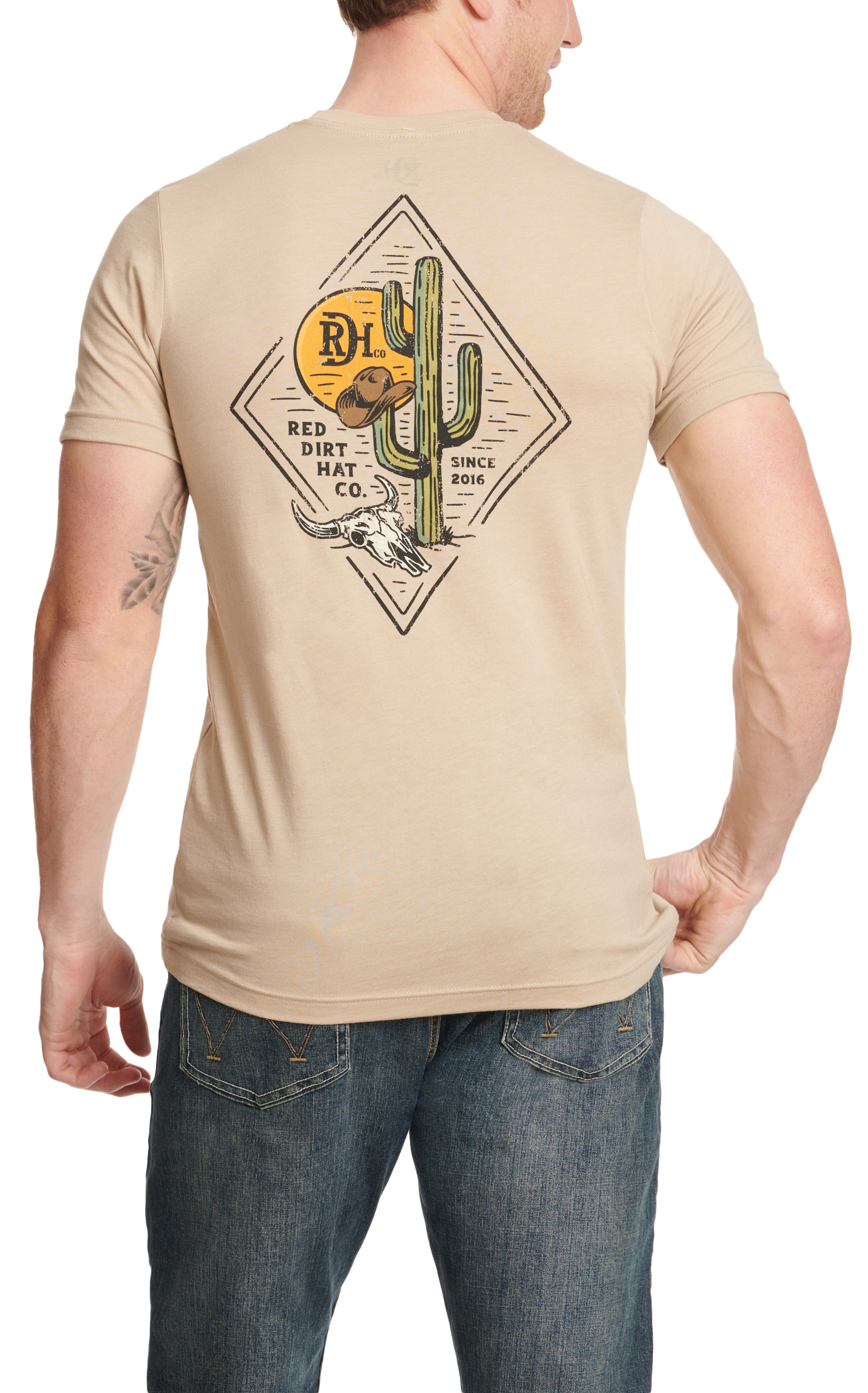 Red Dirt Hat Co. Men's Sand & Cactus Logo Graphic T-Shirt - Image 1