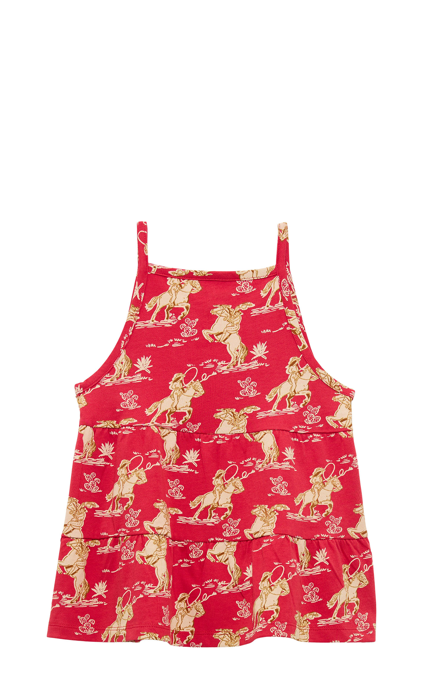 Wrangler Girl's Barn Red Cowgirl Print Dress - Image 1