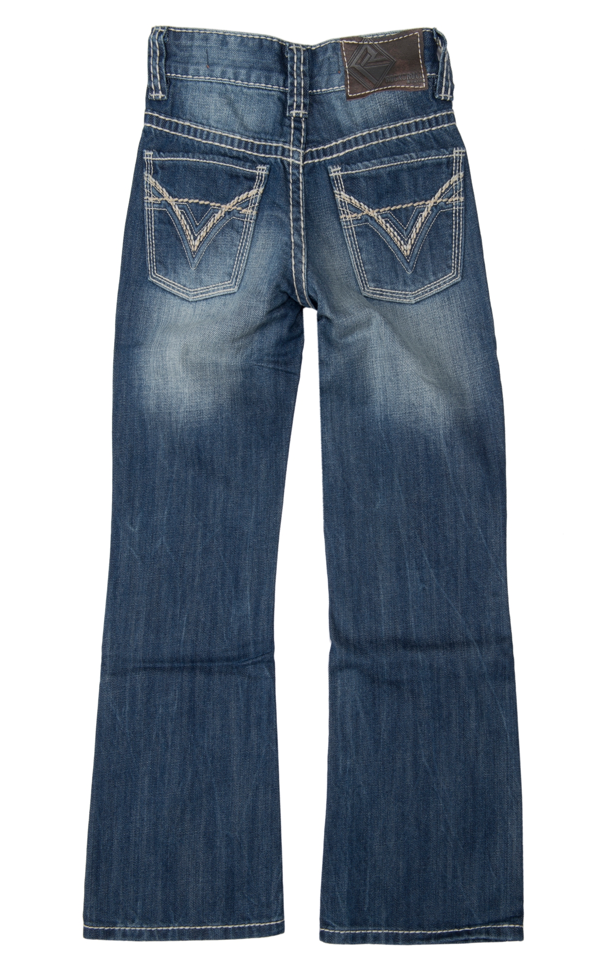 Rock & Roll Cowboy Boys' Medium Wash Raised Denim Double V Boot Cut Jeans - Image 1