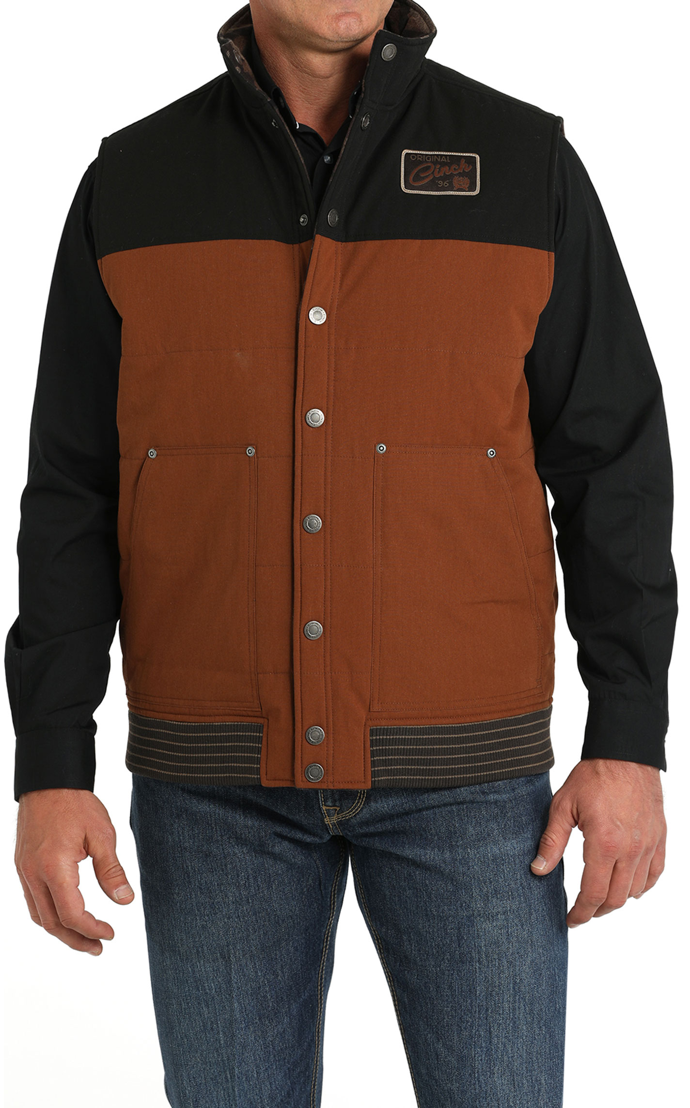 Cinch Men's Black & Redwood Insulated Reversible Vest - Image 1