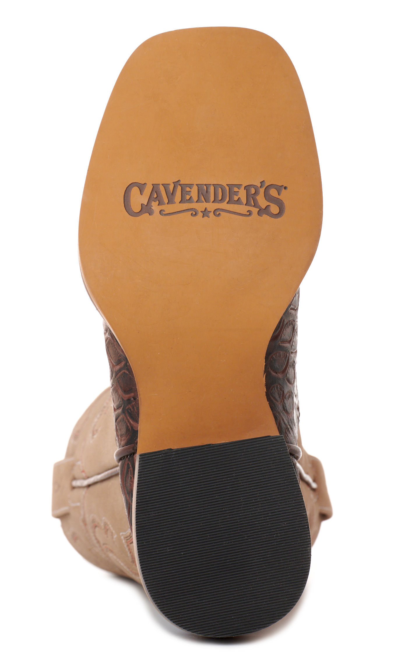 Cavender's Kids' Cream & Chocolate Pirarucu Print Wide Square Toe Cowboy Boots - Image 1