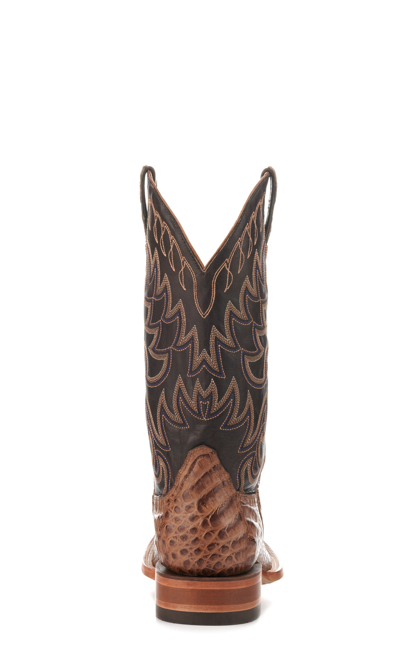 Cavender's Men's Chocolate and Chestnut Caiman Belly Wide Square Toe Cowboy Boots - Image 1